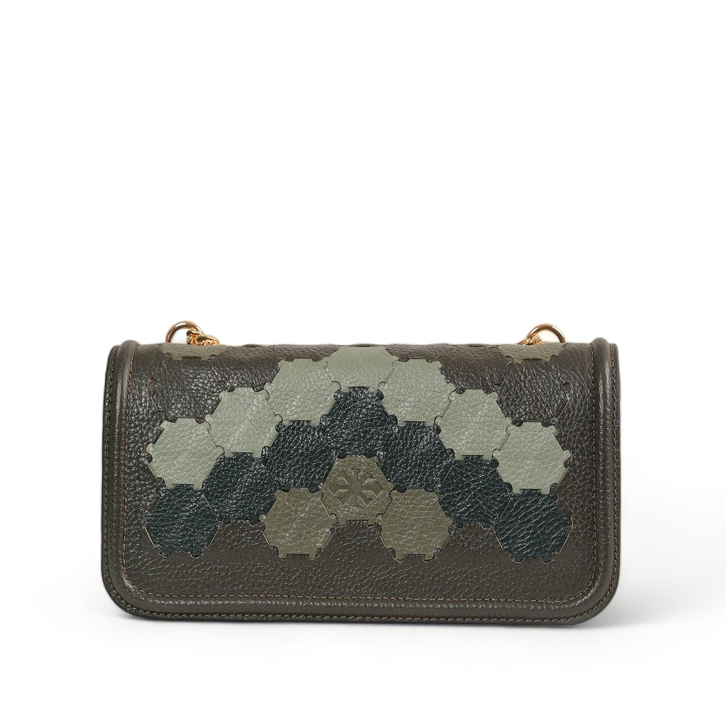 Anqa Woven Leather Baguette Crossbody & Shoulder Bag Forest Green