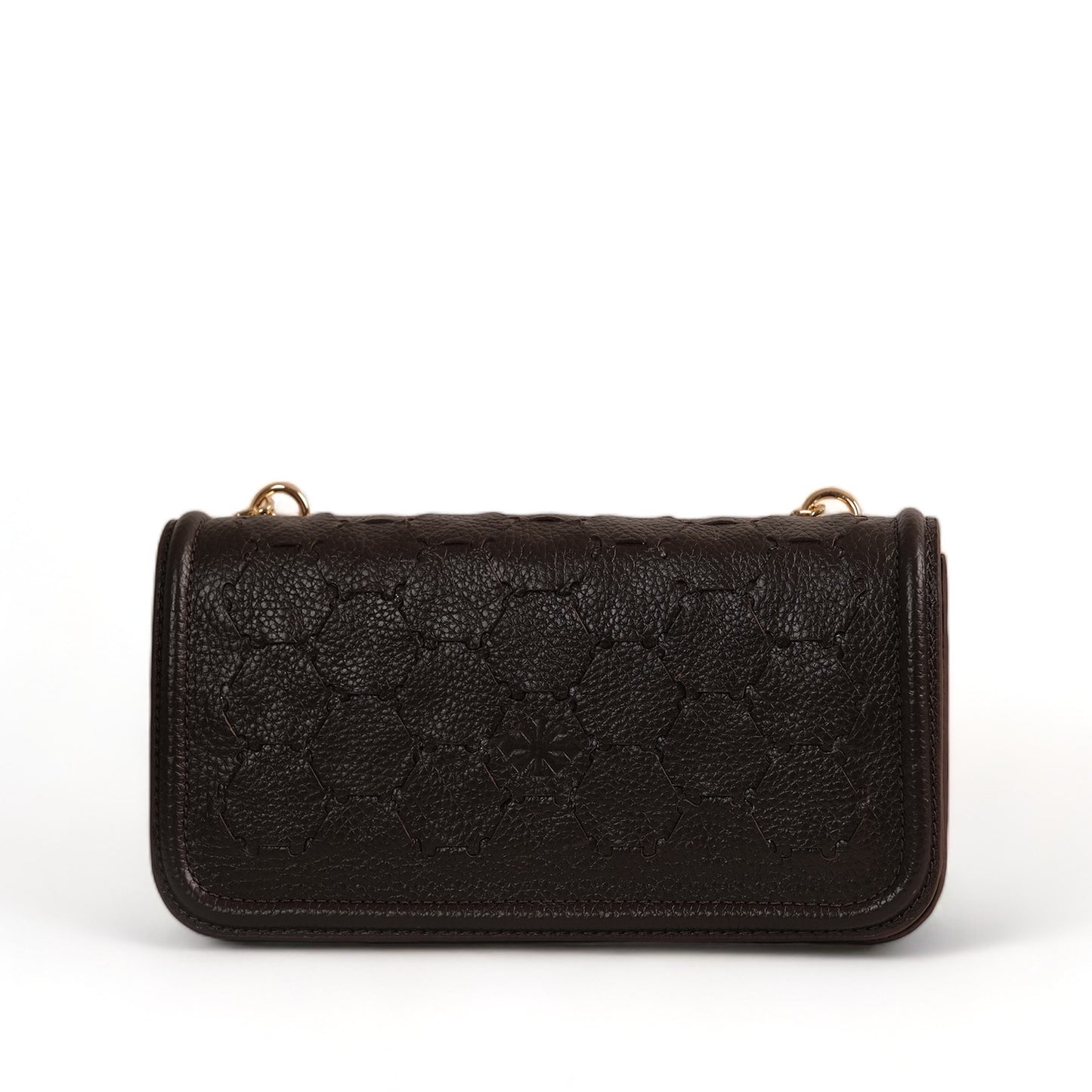 Anqa Woven Leather Baguette Crossbody & Shoulder Bag Chocolate