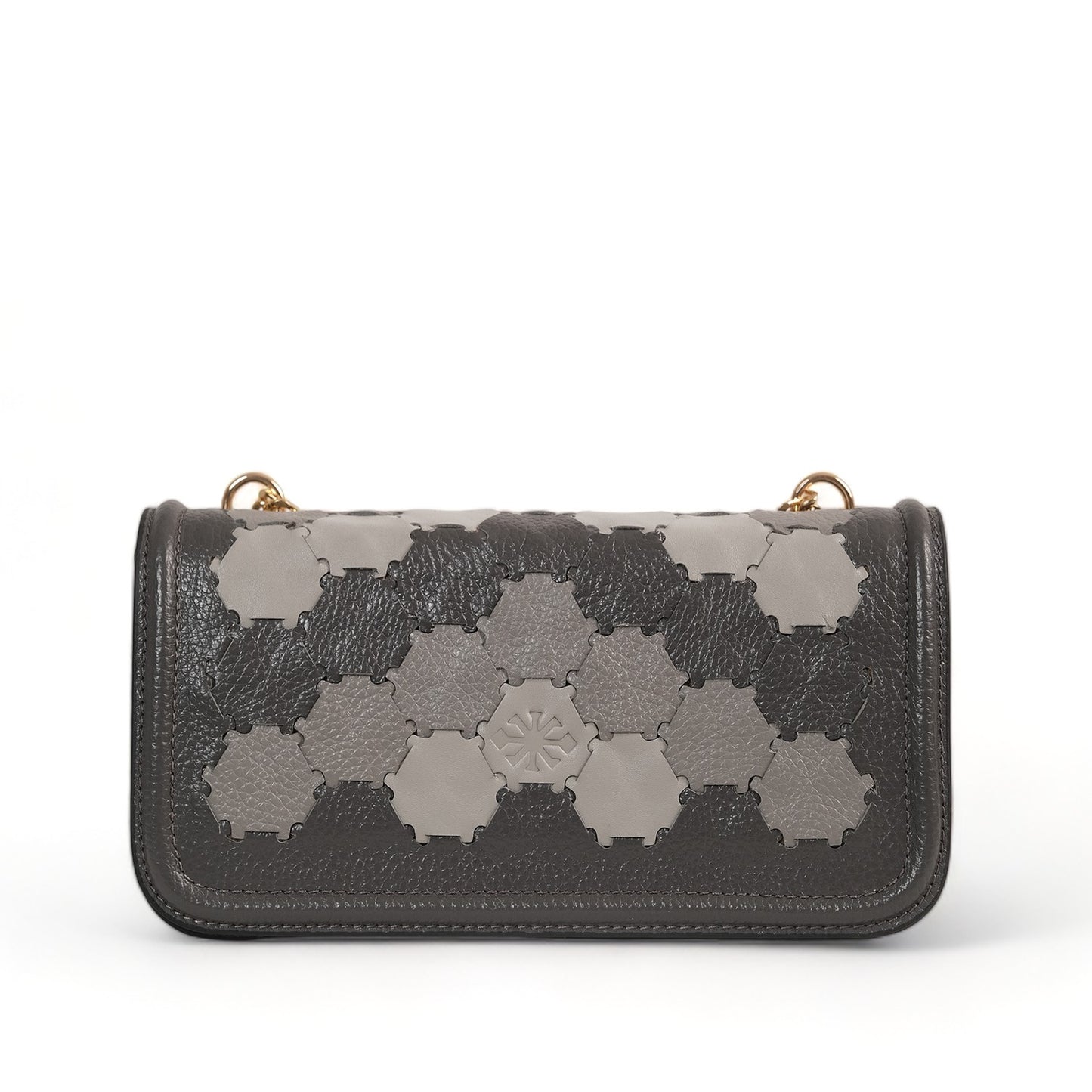 Anqa Woven Leather Baguette Crossbody & Shoulder Bag Grey