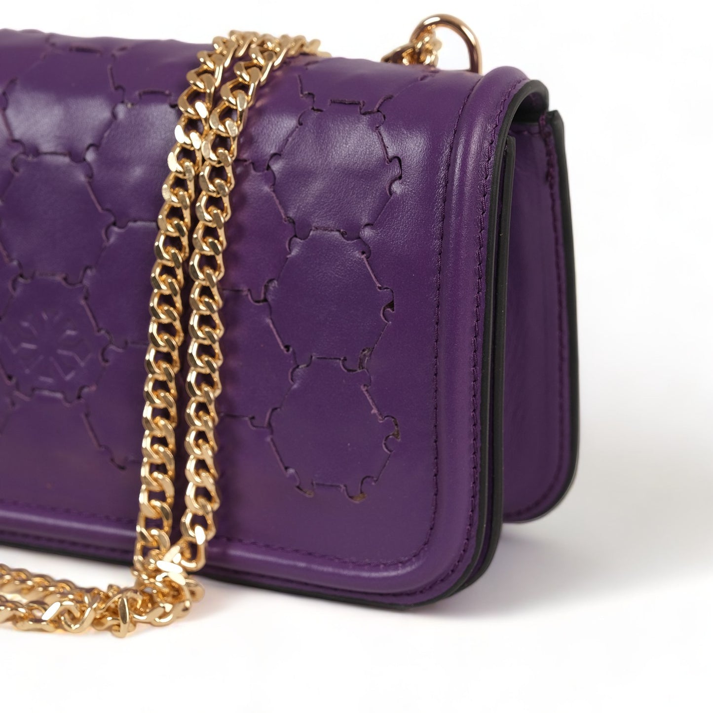 Anqa Woven Leather Baguette Crossbody & Shoulder Bag Purple