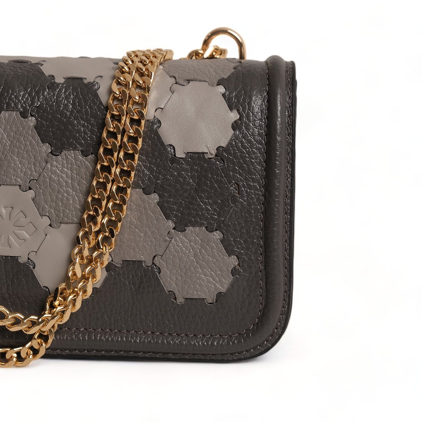 Anqa Woven Leather Baguette Crossbody & Shoulder Bag Grey