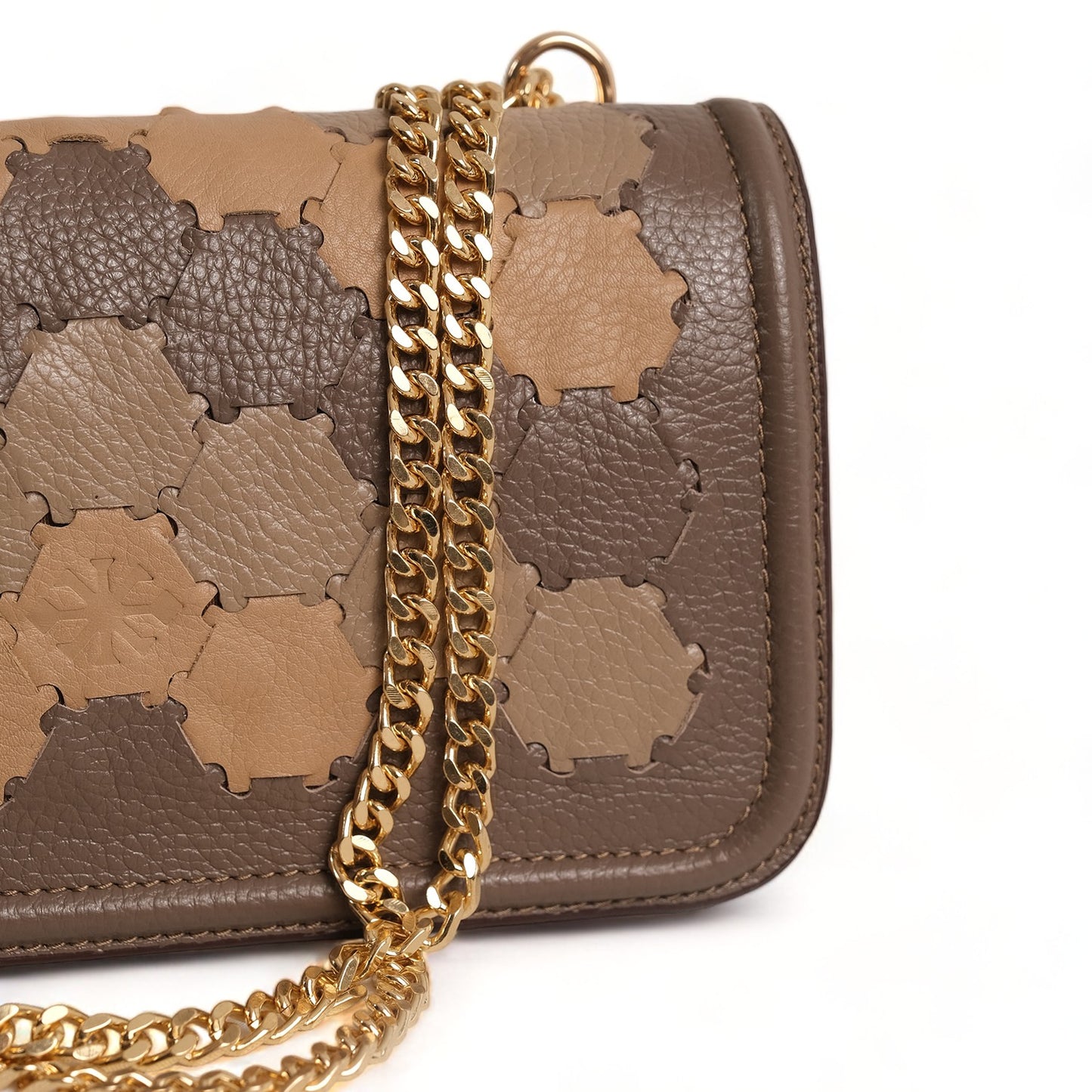 Anqa Woven Leather Baguette Crossbody & Shoulder Bag Latte