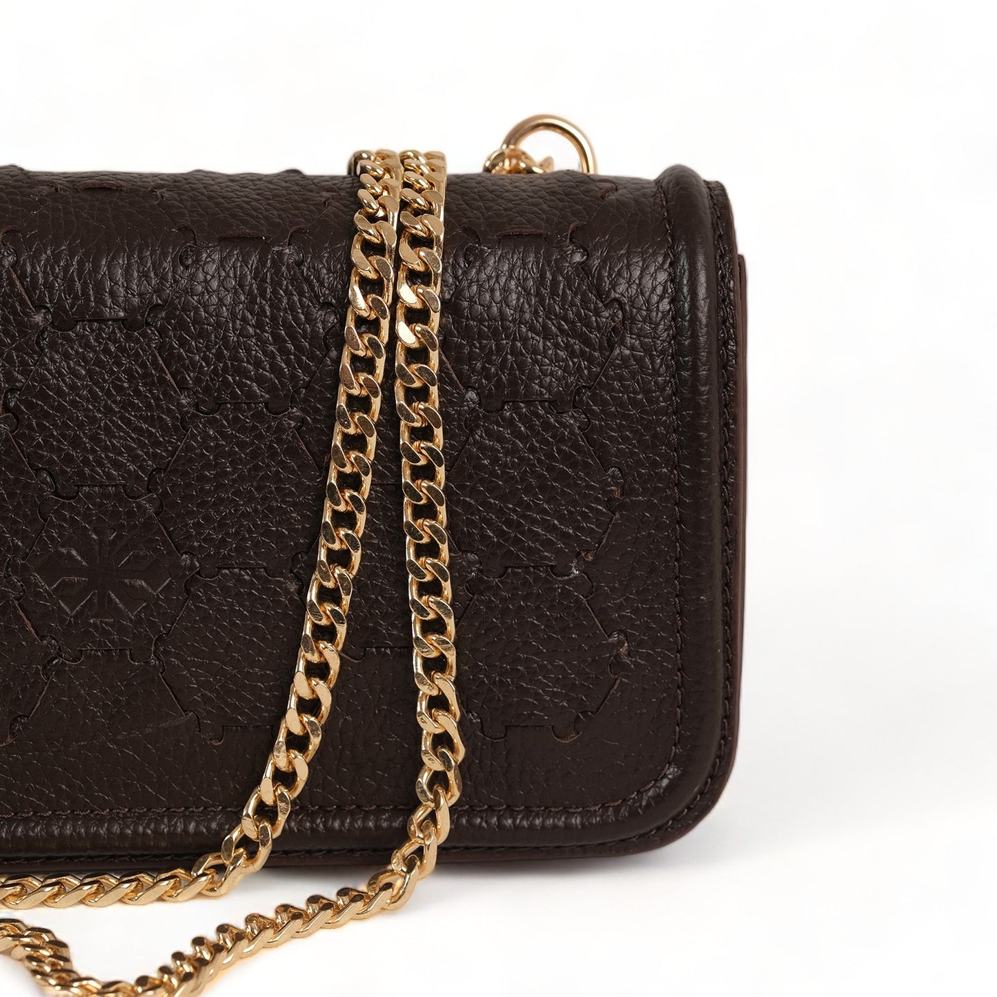 Anqa Woven Leather Baguette Crossbody & Shoulder Bag Chocolate