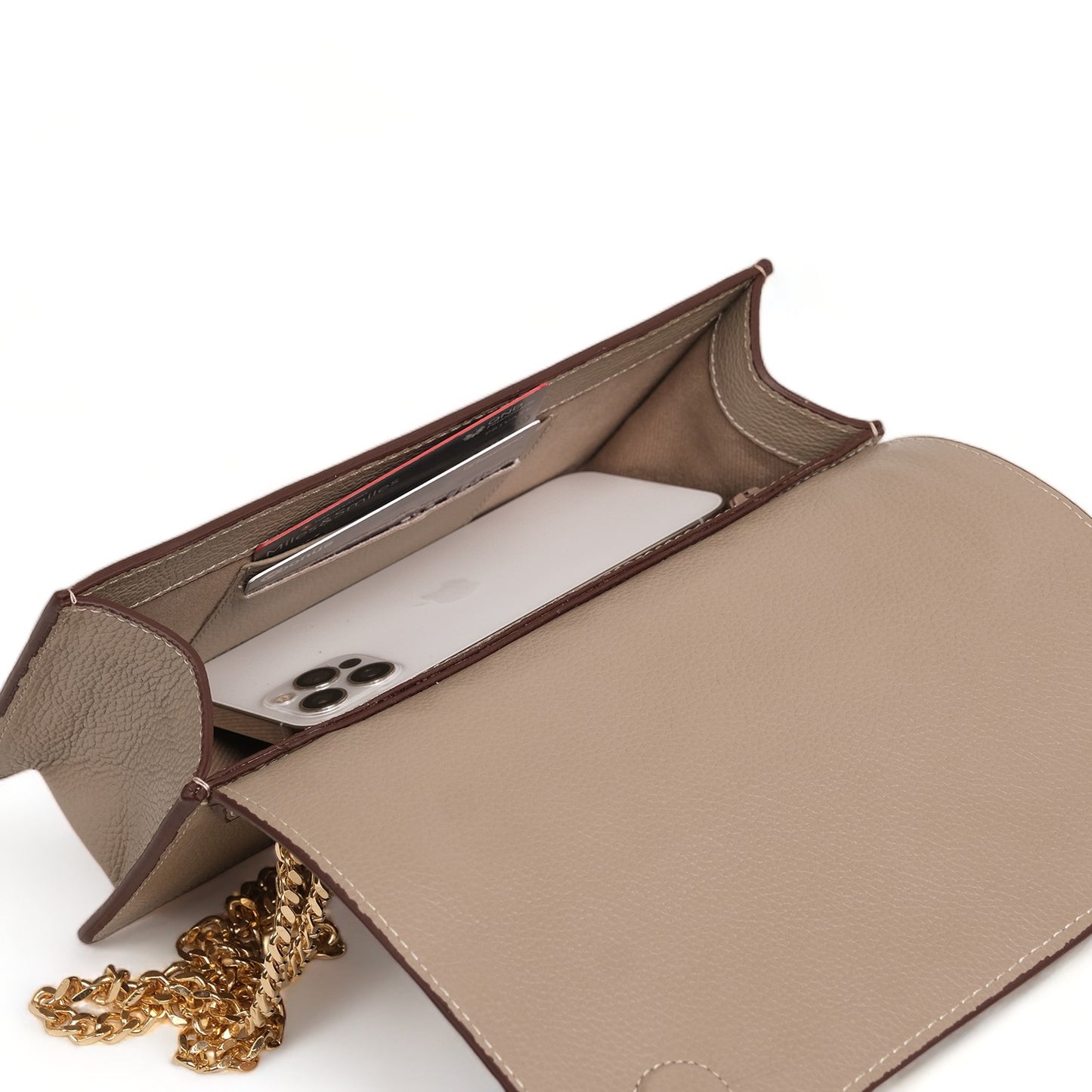 Anqa Woven Leather Baguette Crossbody & Shoulder Bag Mink