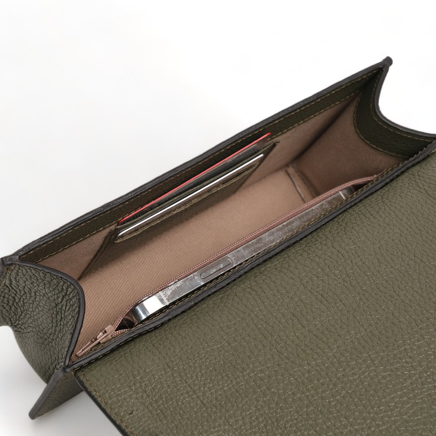 Anqa Woven Leather Baguette Crossbody & Shoulder Bag Forest Green