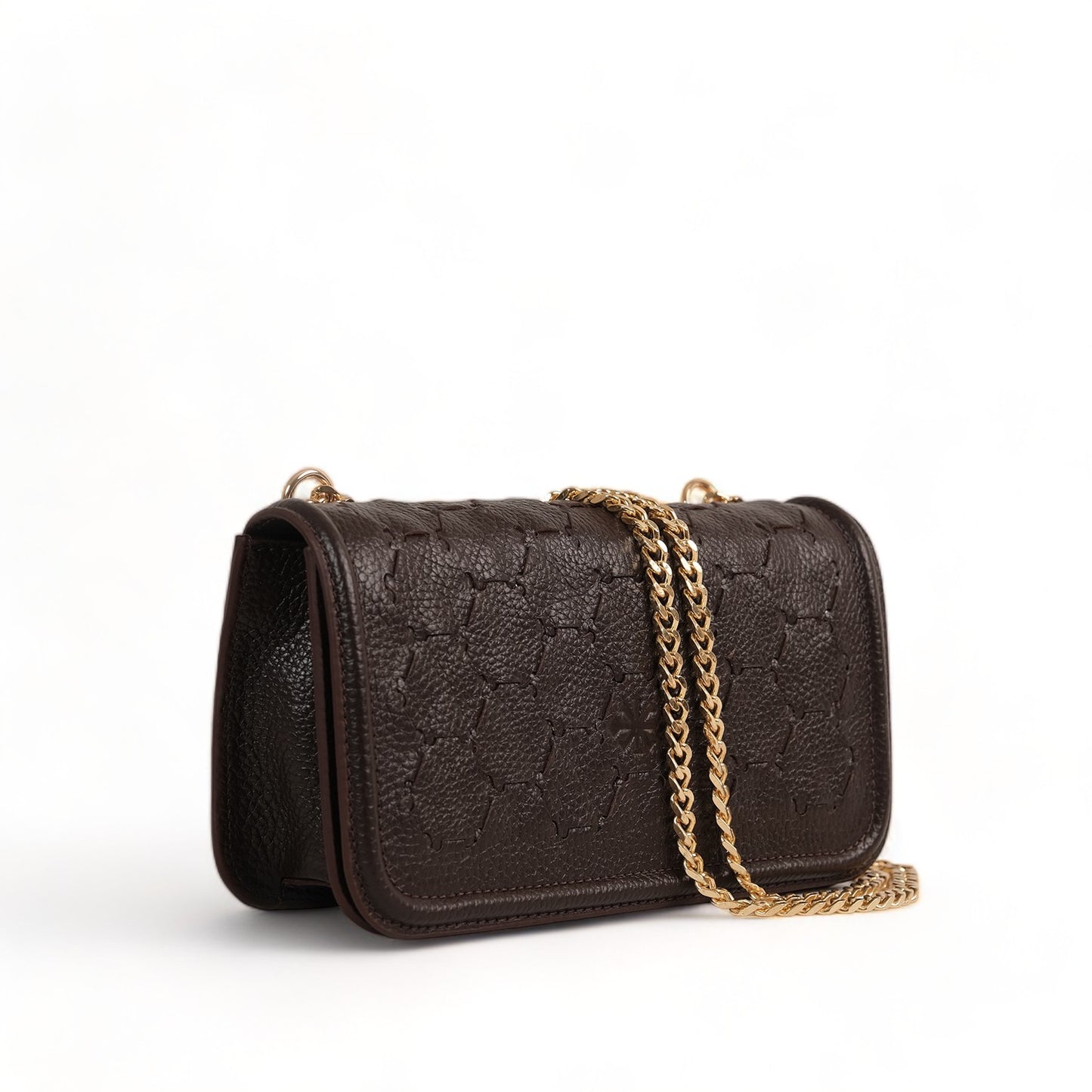 Anqa Woven Leather Baguette Crossbody & Shoulder Bag Chocolate