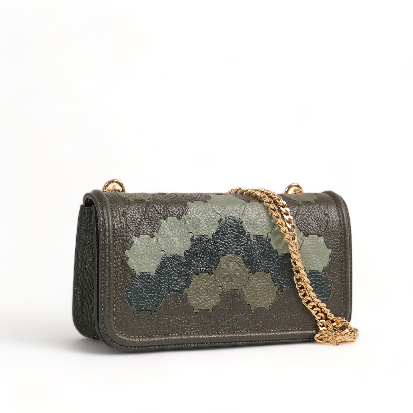 Anqa Woven Leather Baguette Crossbody & Shoulder Bag Forest Green