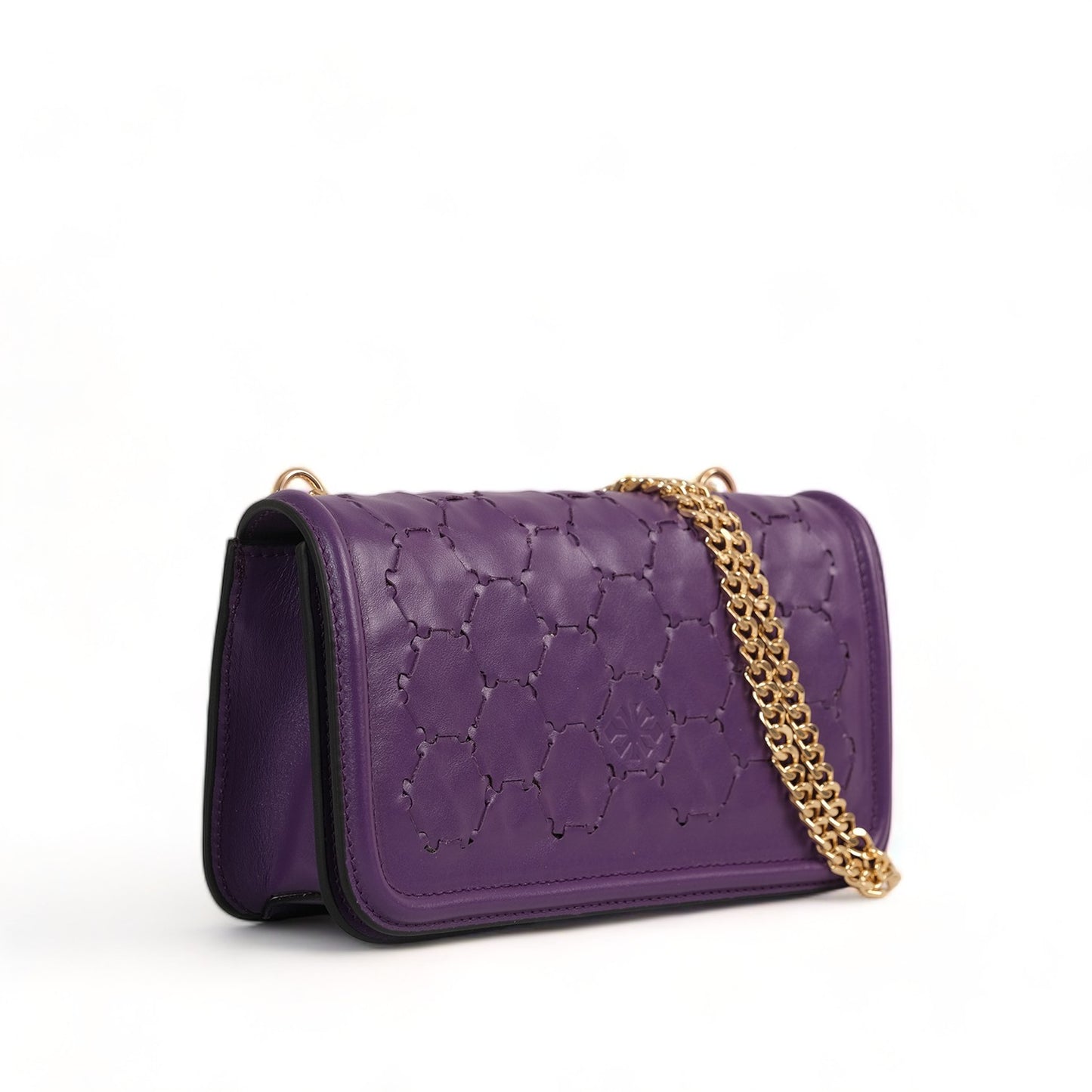 Anqa Woven Leather Baguette Crossbody & Shoulder Bag Purple