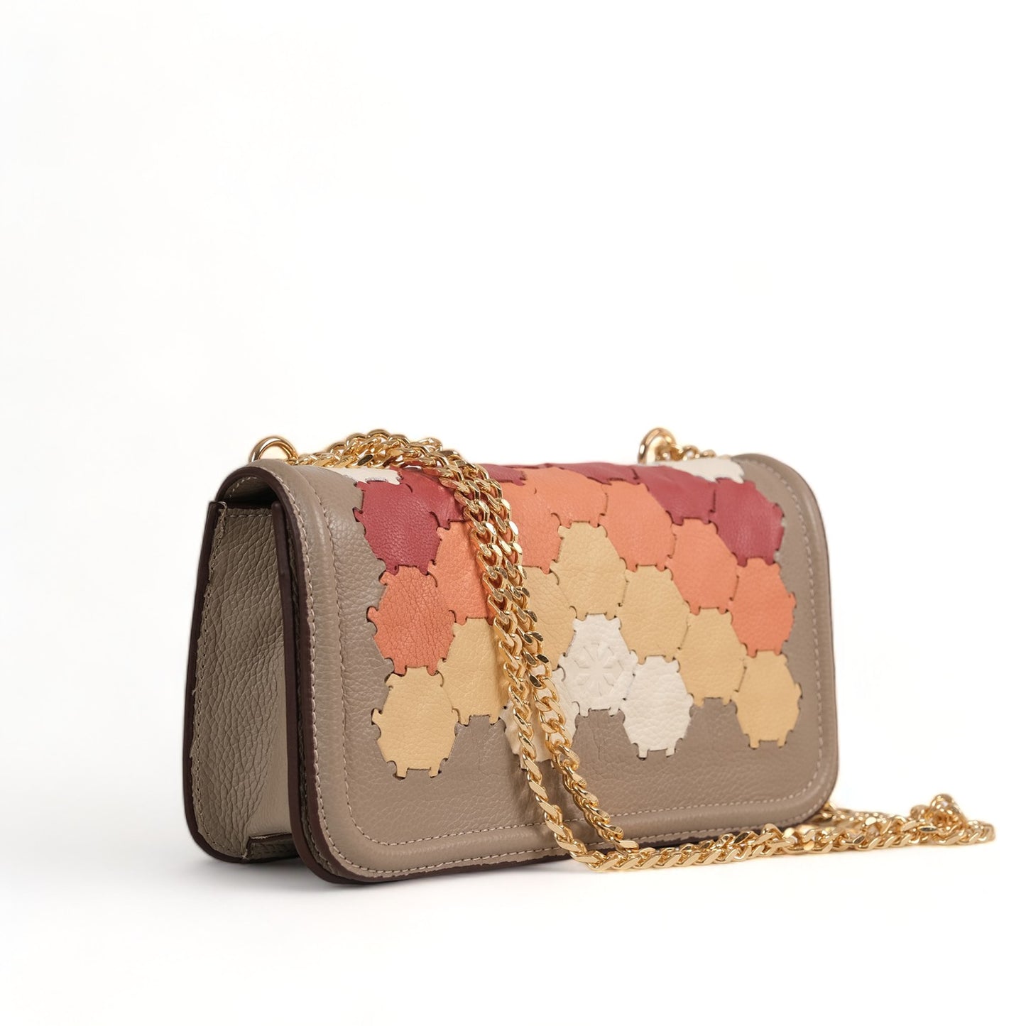 Anqa Woven Leather Baguette Crossbody & Shoulder Bag Mink