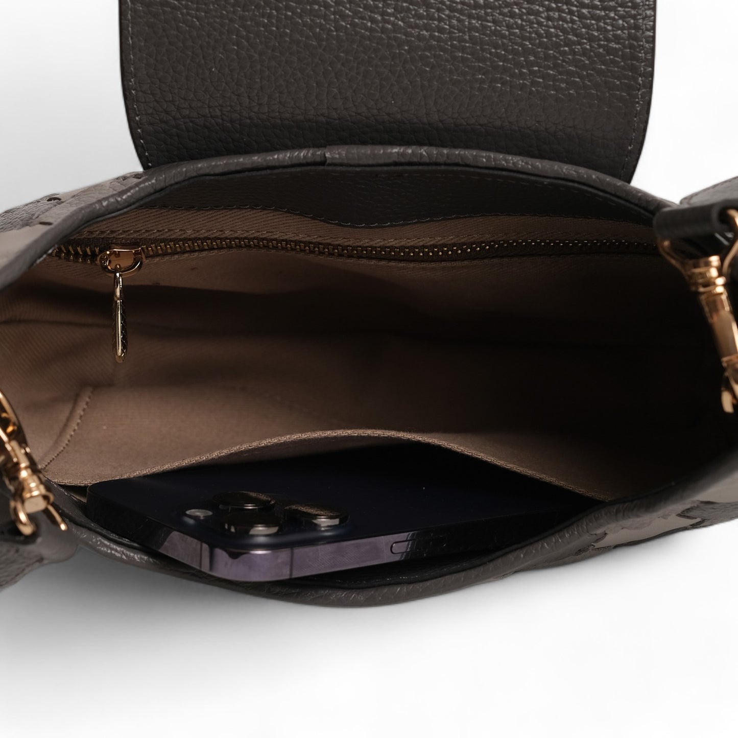 Anqa Woven Leather Moon Crossbody & Shoulder Bag Grey