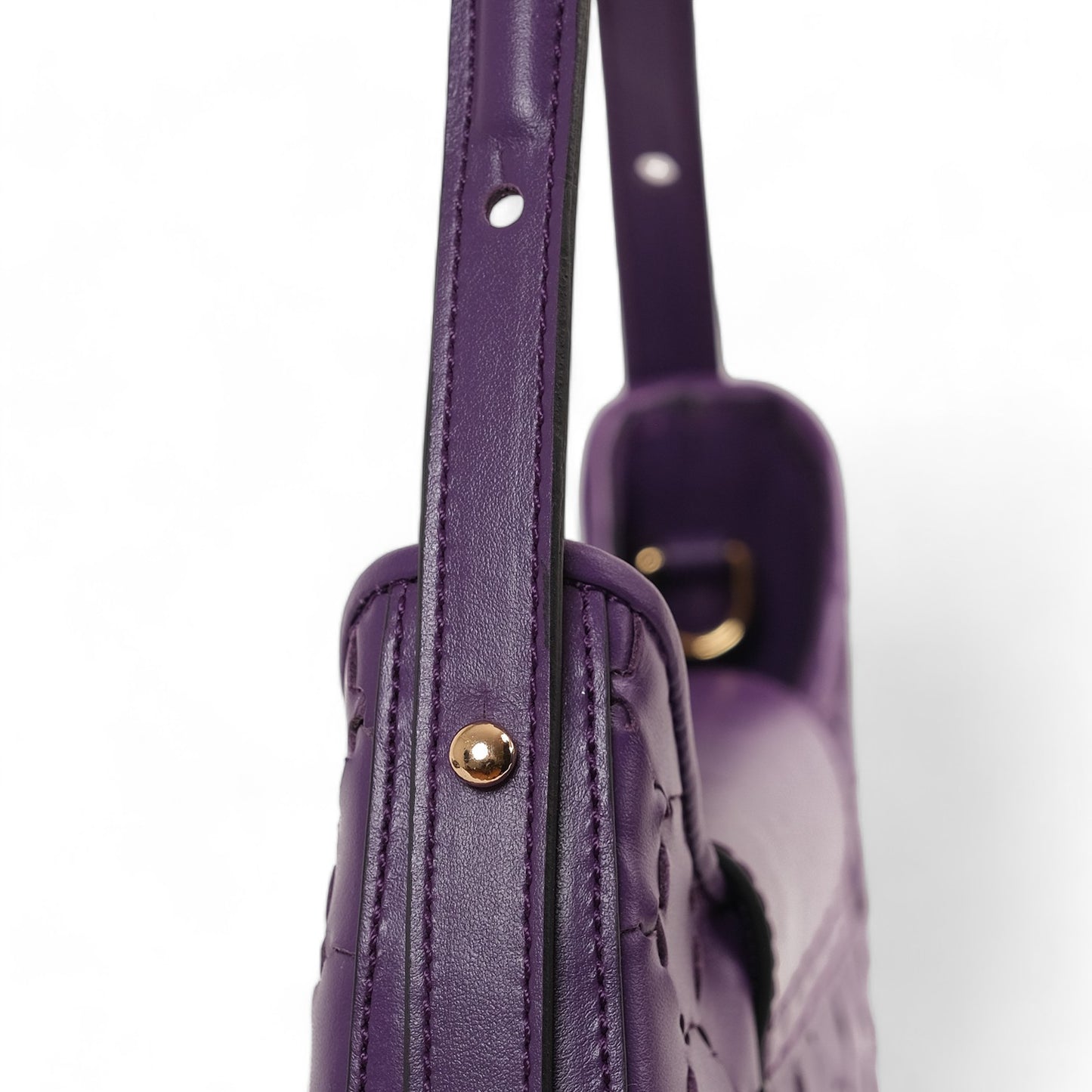 Anqa Woven Leather Moon Crossbody & Shoulder Bag Purple