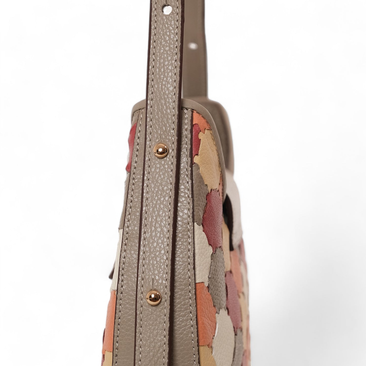 Anqa Woven Leather Moon Crossbody & Shoulder Bag Mink