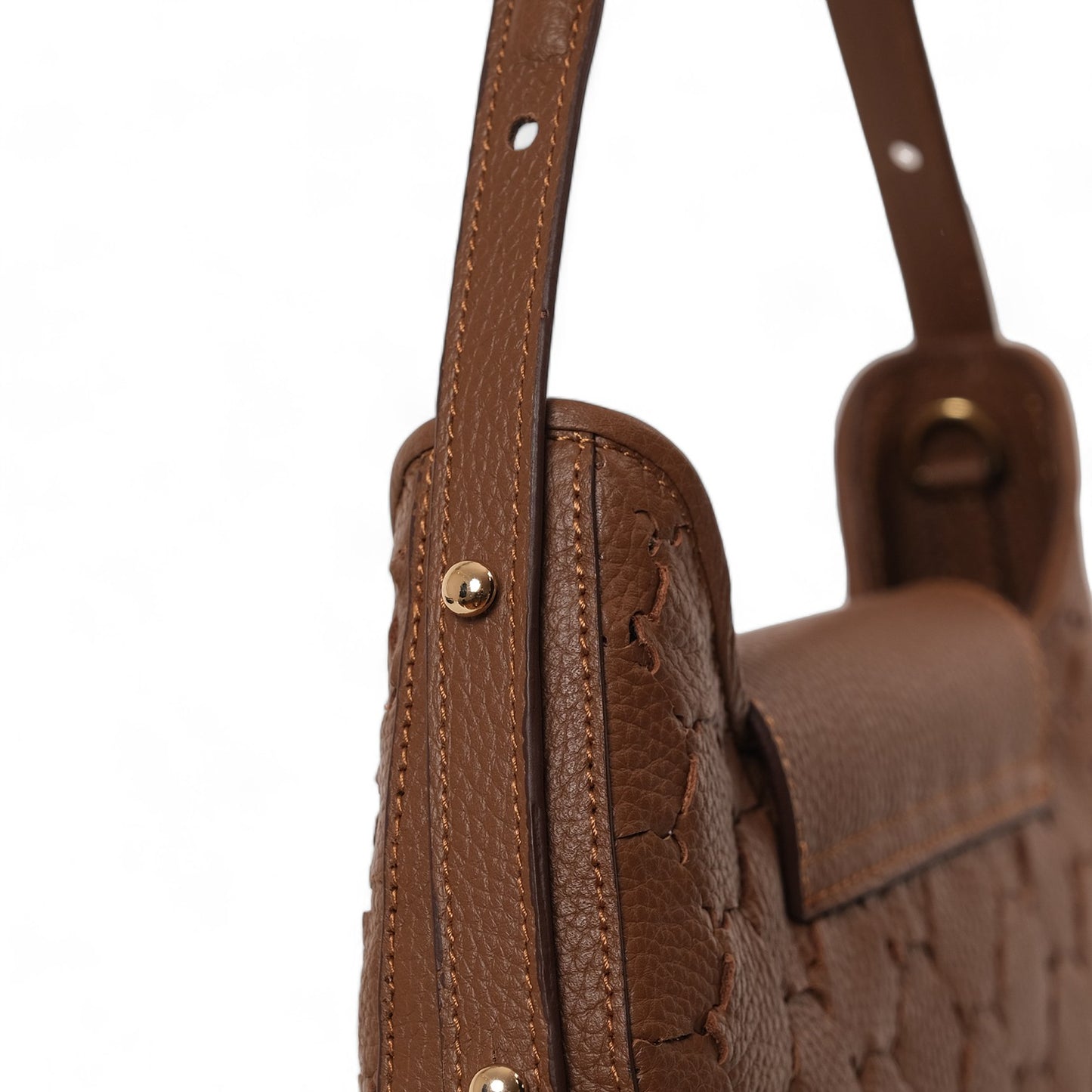 Anqa Woven Leather Moon Crossbody & Shoulder Bag Brown