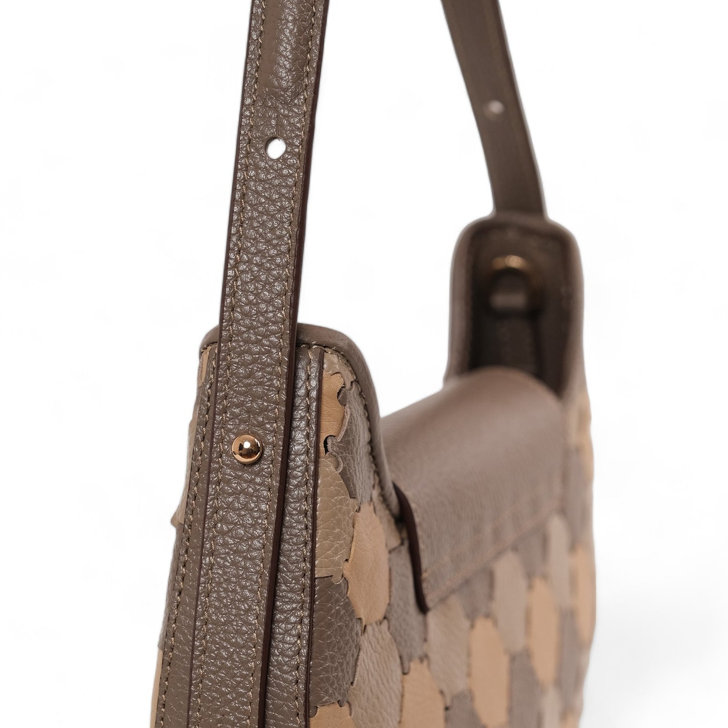 Anqa Woven Leather Moon Crossbody & Shoulder Bag Latte