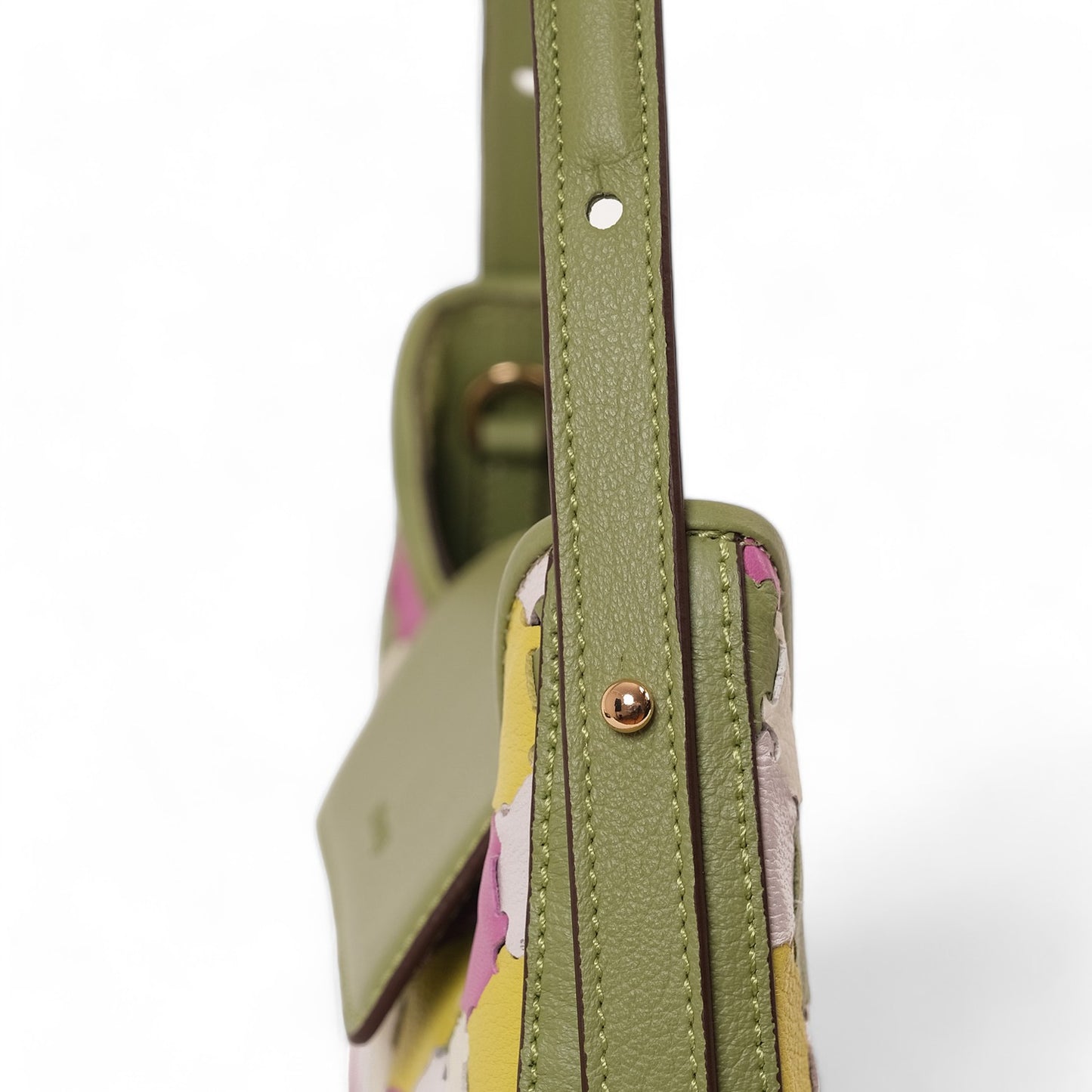 Anqa Woven Leather Moon Crossbody & Shoulder Bag Pistachio Green