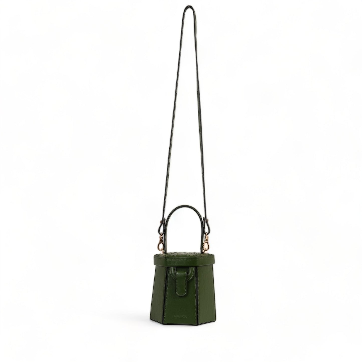 ELIF Cactus Leather Leather Hexagon Bag Green