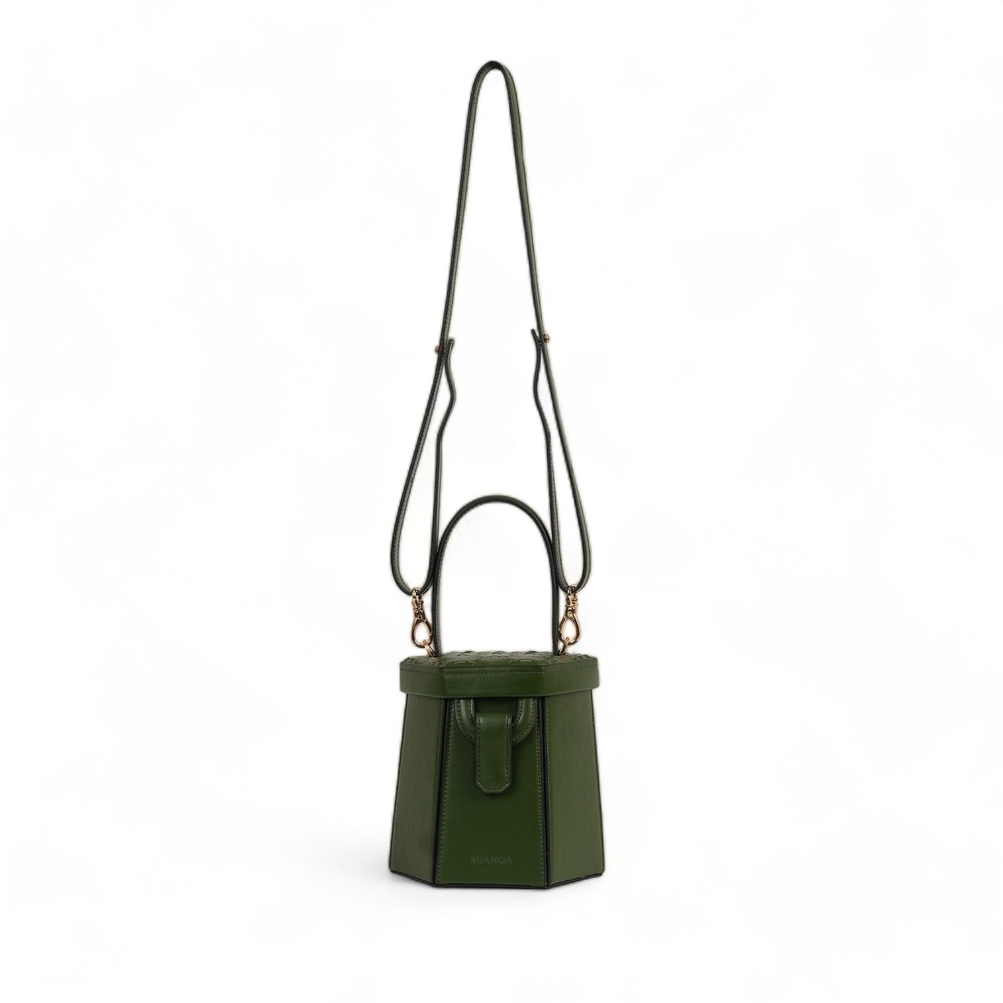 ELIF Cactus Leather Leather Hexagon Bag Green