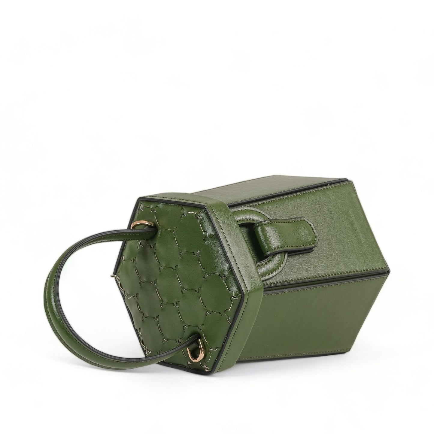 ELIF Cactus Leather Leather Hexagon Bag Green