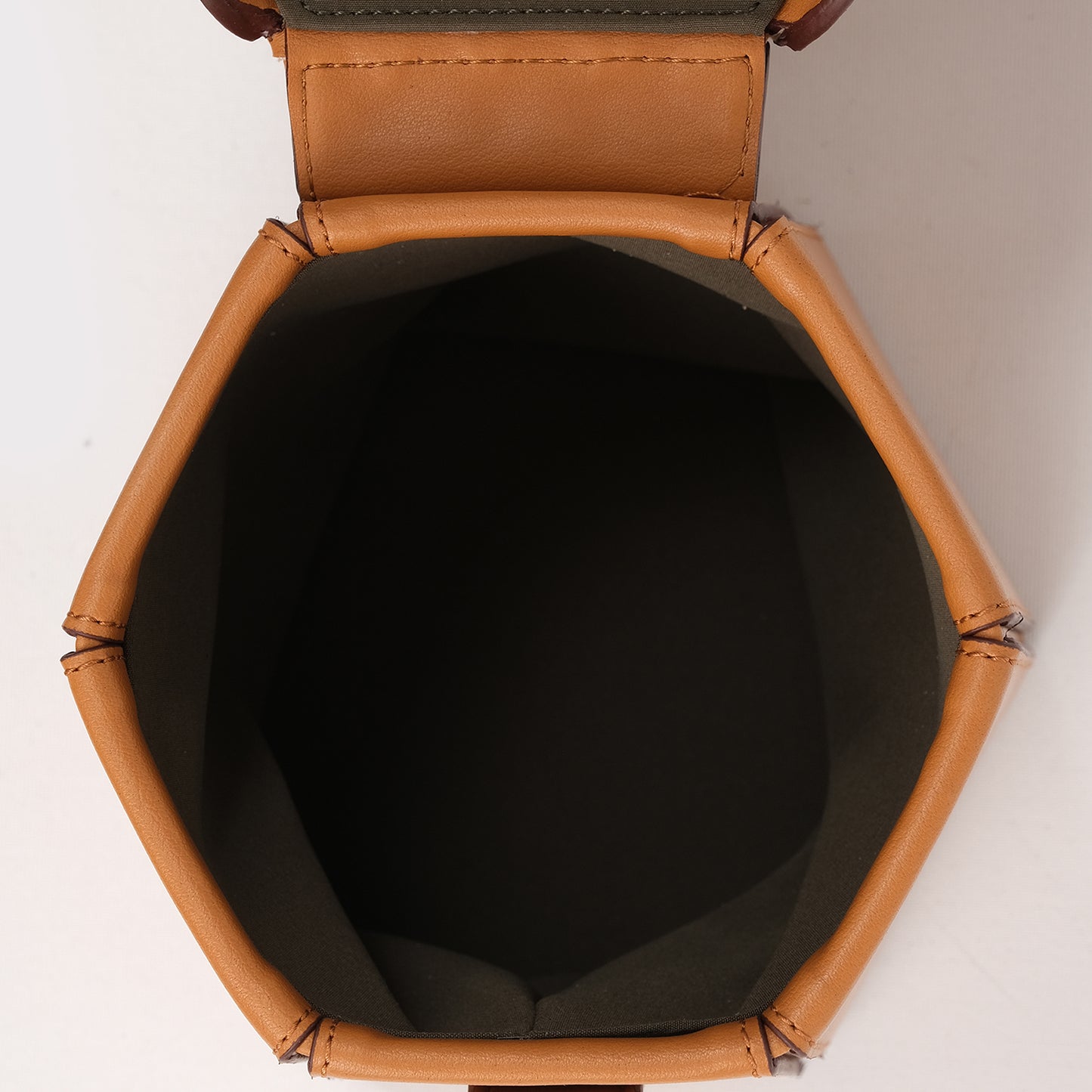 Vegan Apple Leather Hexagon Crossbody & Shoulder Bag Caramel Brown