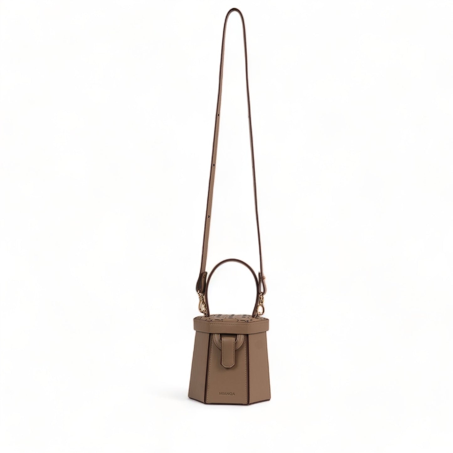 ELIF Olive Leather Hexagon Bag Mink