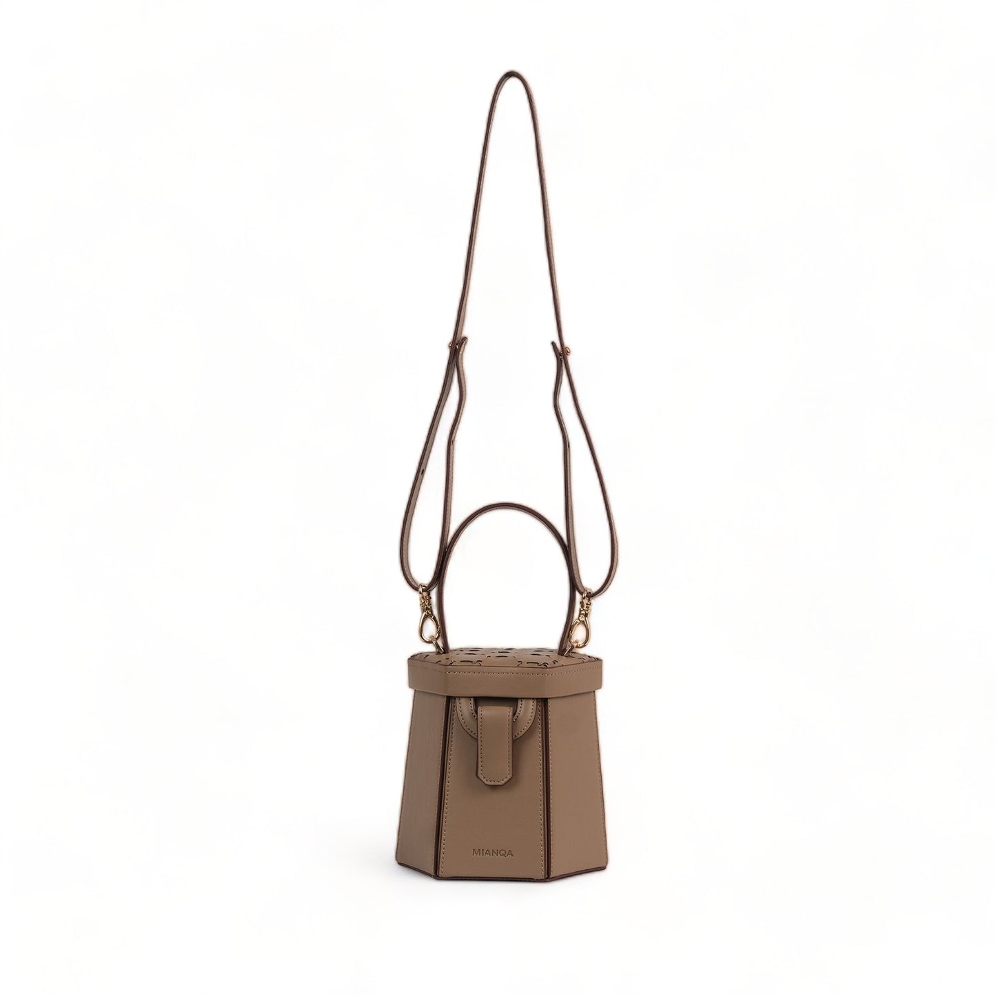 ELIF Olive Leather Hexagon Bag Mink