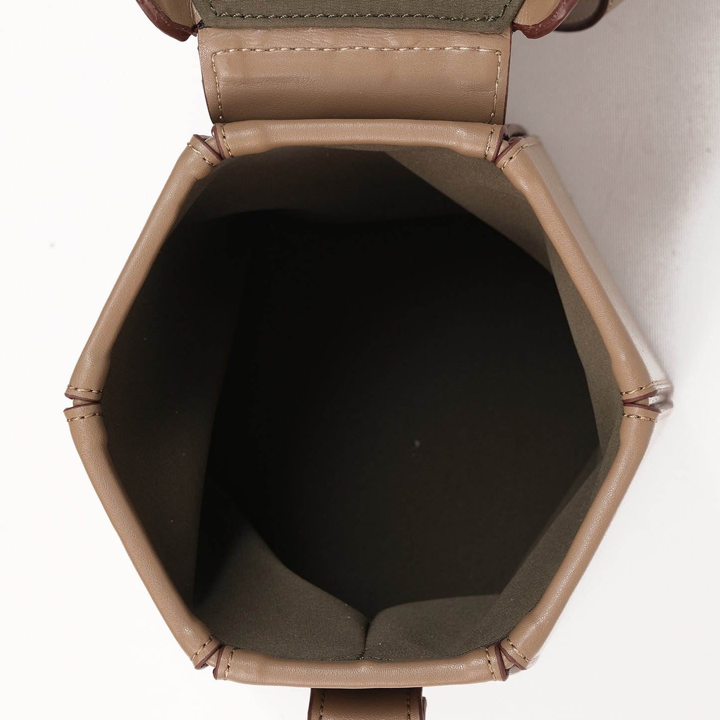 ELIF Olive Leather Hexagon Bag Mink