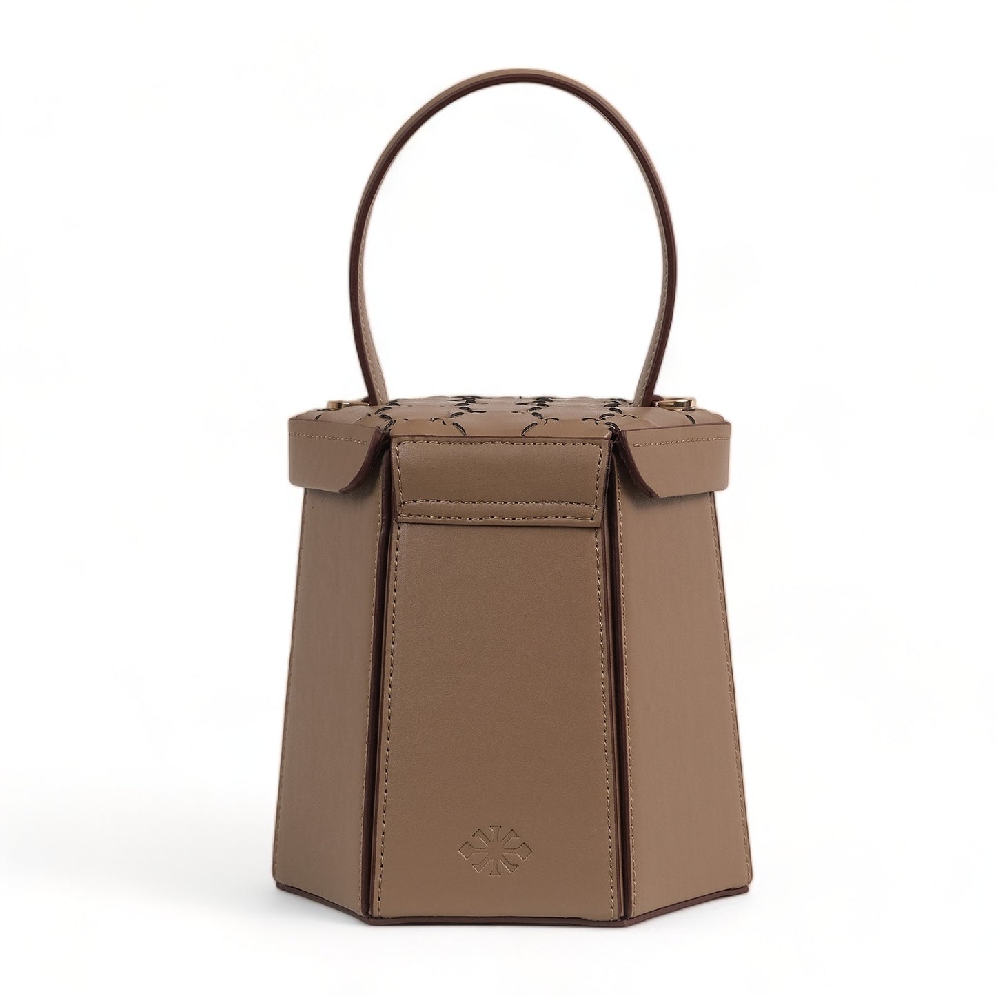 ELIF Olive Leather Hexagon Bag Mink