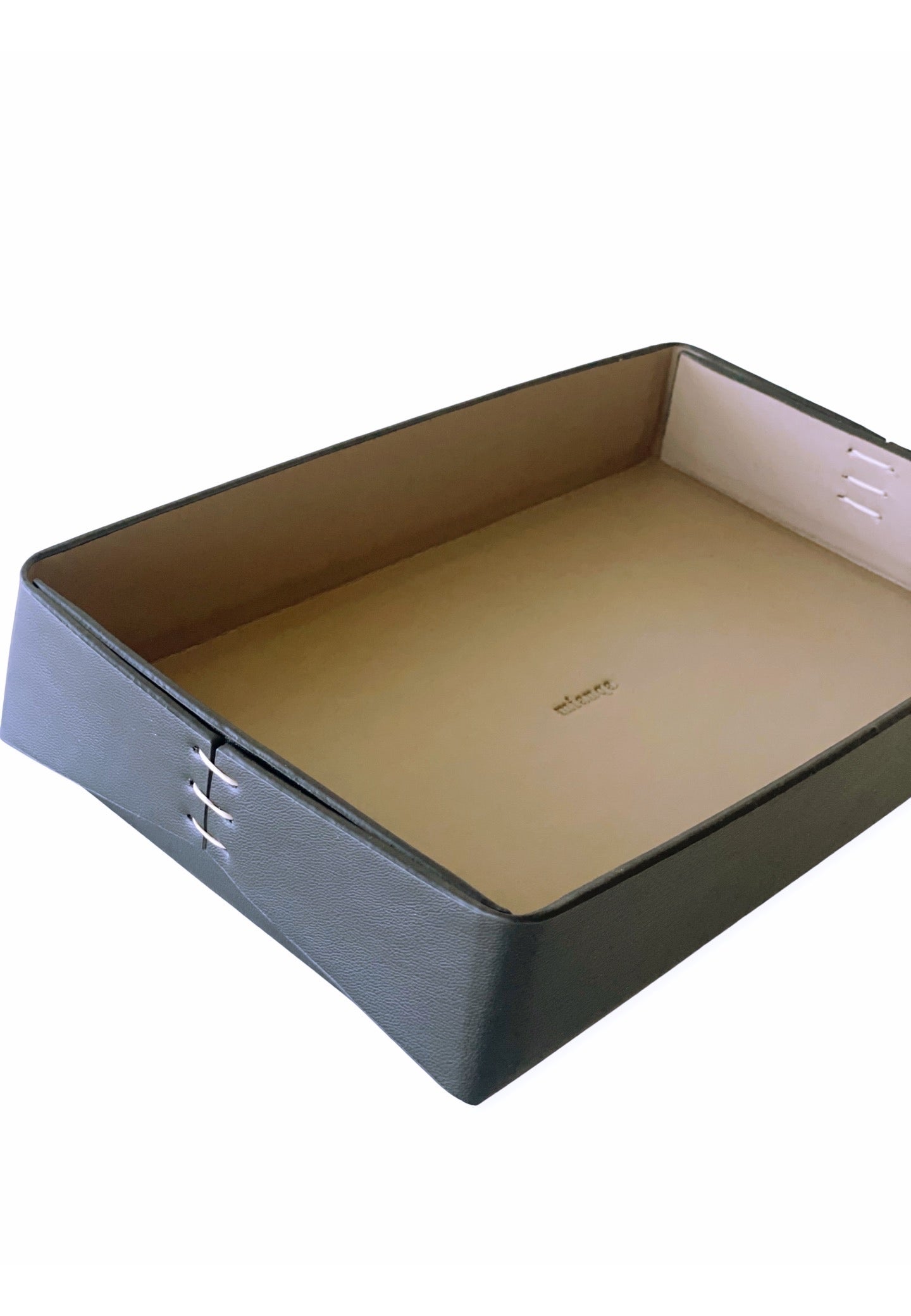 Vegan Olive Leather Tray Black Small
