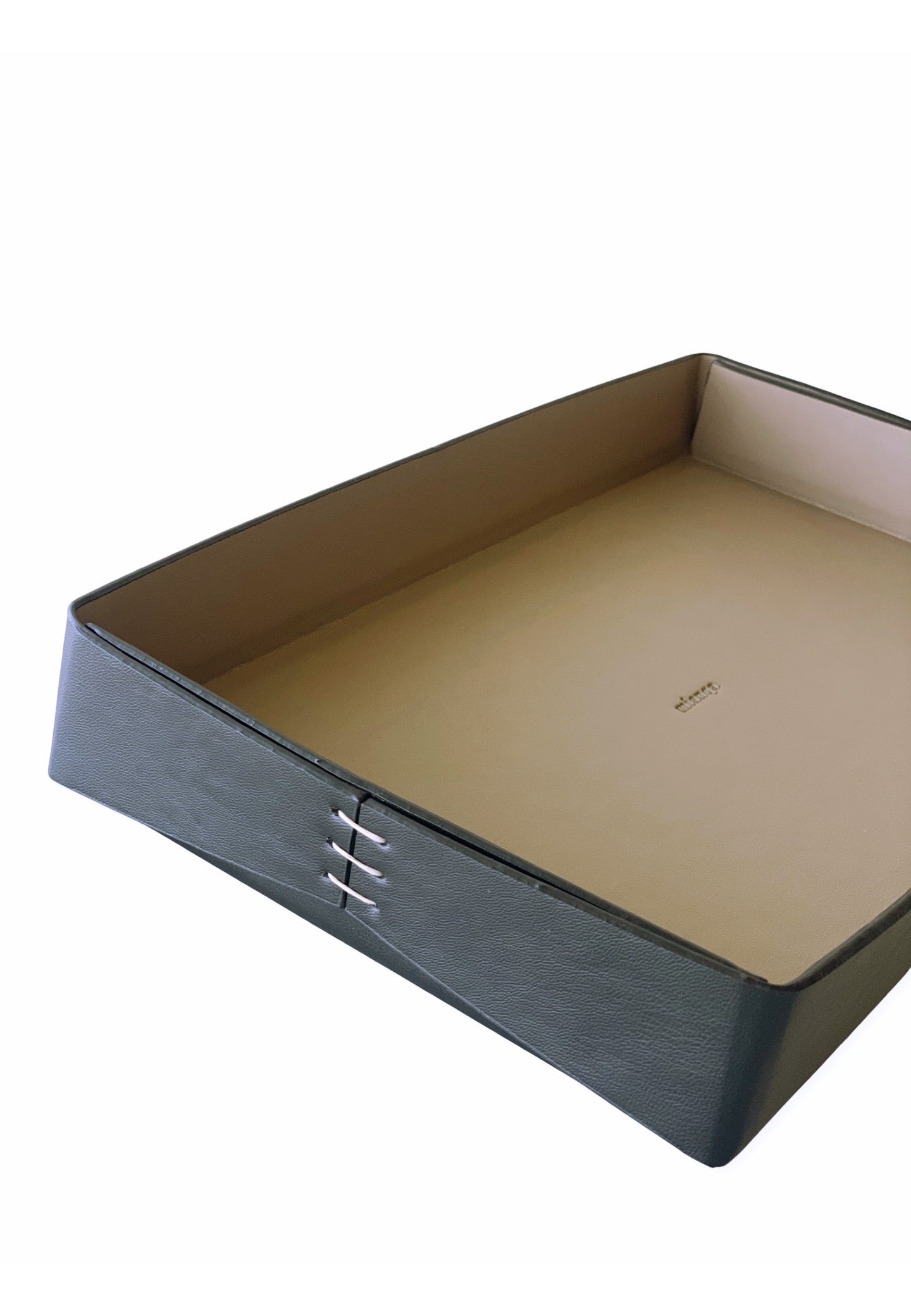 Vegan Olive Leather Tray Black 2 Pieces