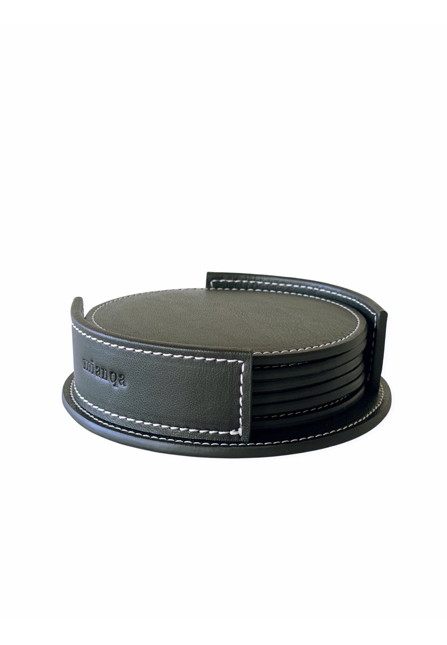 Vegan Olive Leather Coaster Black