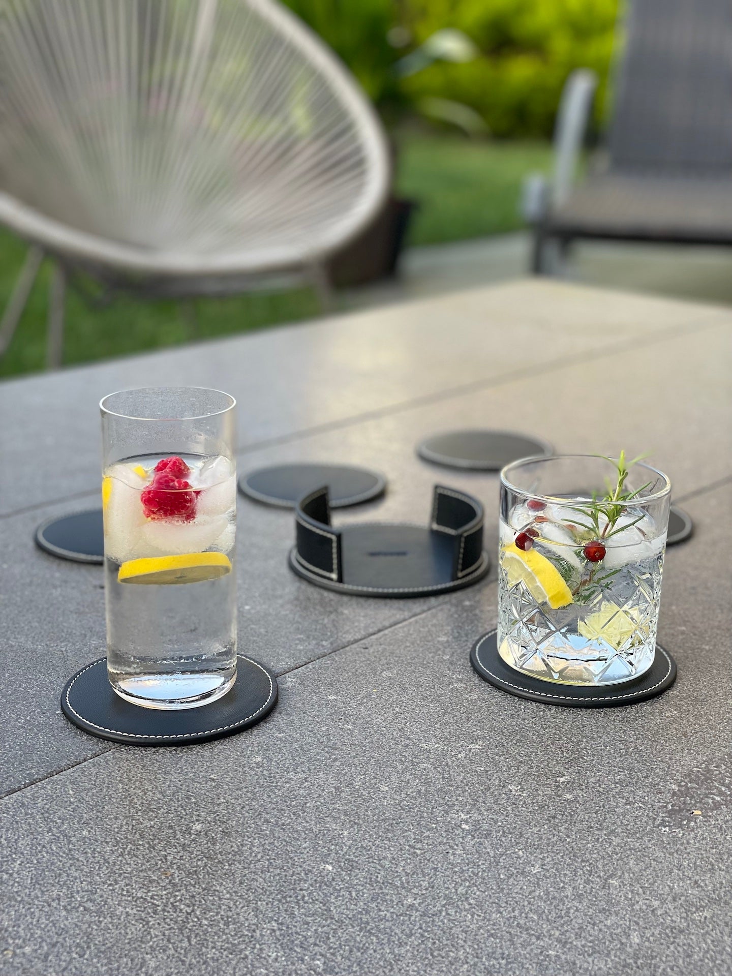 Vegan Olive Leather Coaster Black