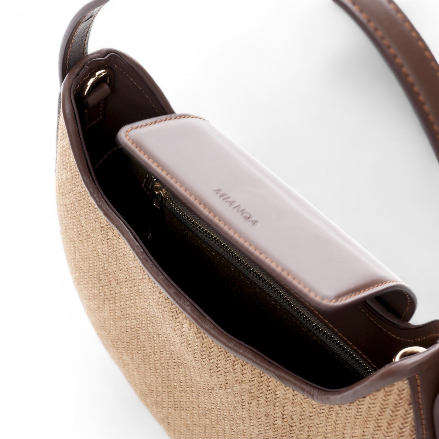 Jute & Leather Moon Shoulder Bag Jute