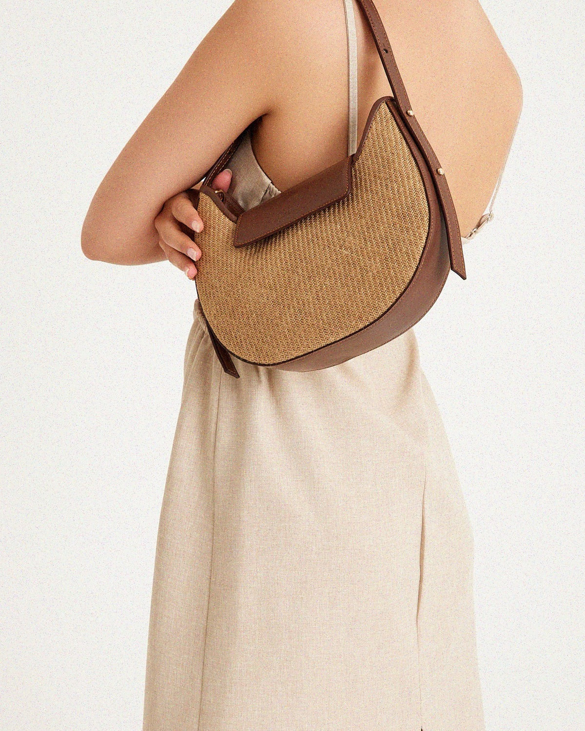 Jute & Leather Moon Shoulder Bag Jute
