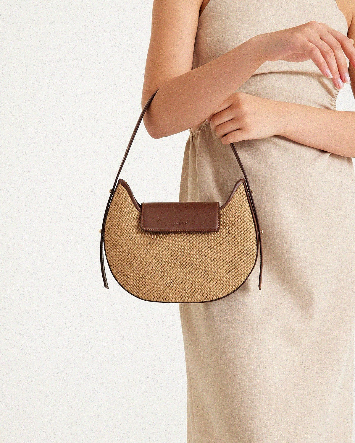 Jute & Leather Moon Shoulder Bag Jute