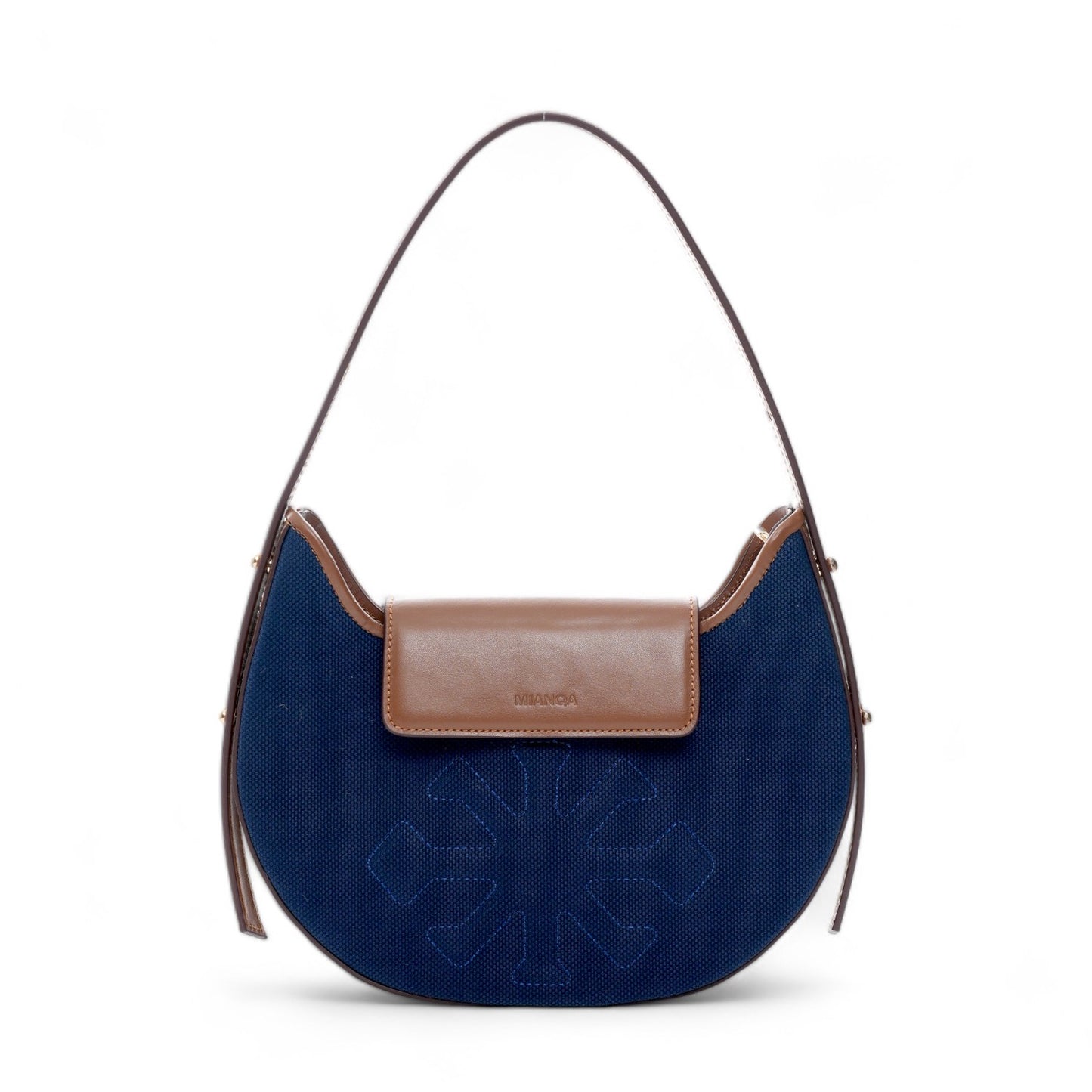 Canvas & Leather Moon Shoulder Bag Navy