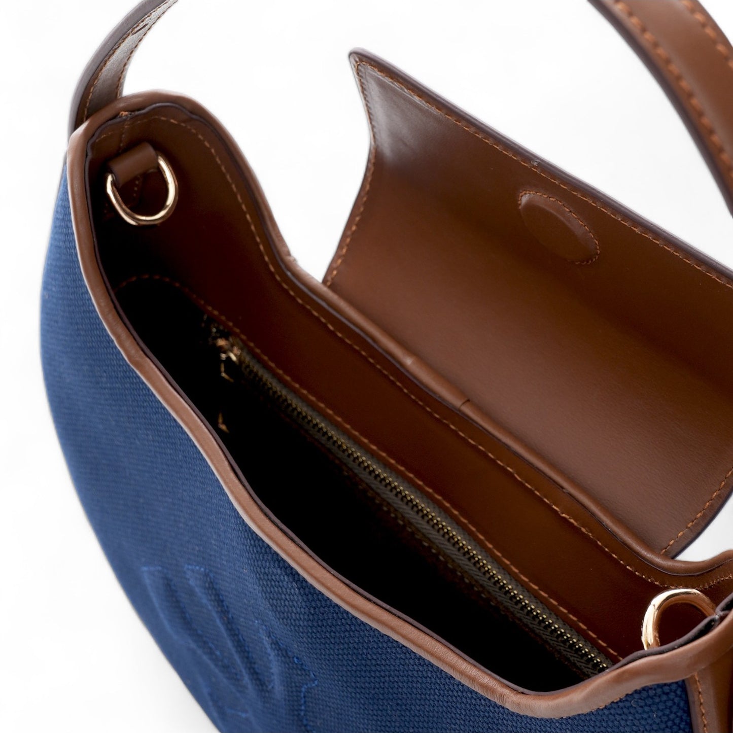 Canvas & Leather Moon Shoulder Bag Navy