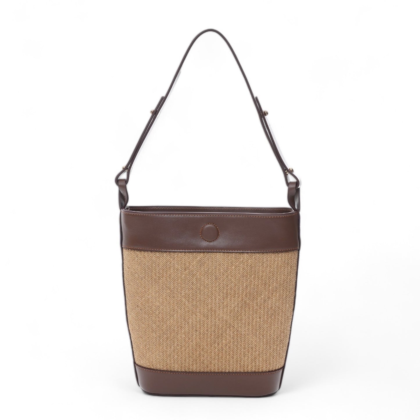 Jute & Leather Bucket Shoulder Bag