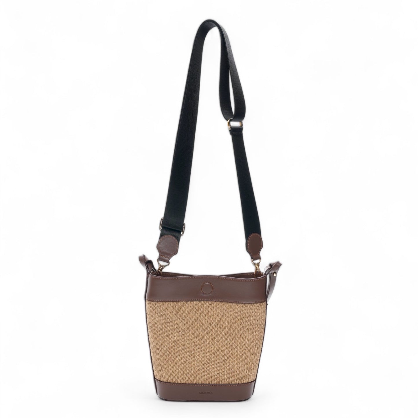 Jute & Leather Bucket Shoulder Bag
