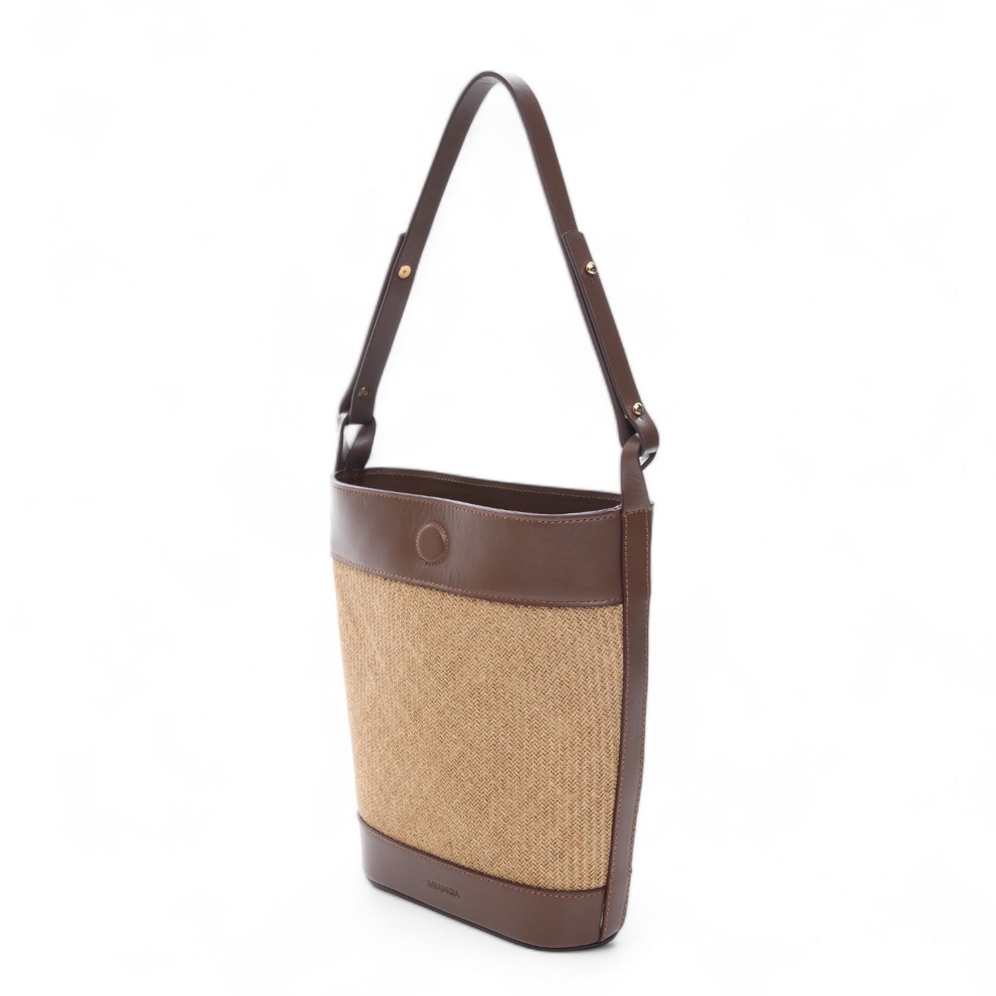 Jute & Leather Bucket Shoulder Bag