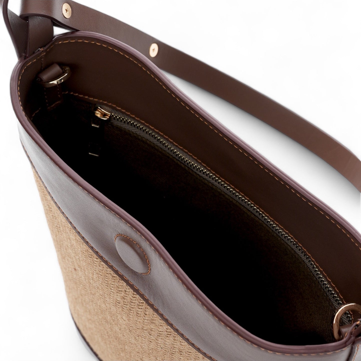 Jute & Leather Bucket Shoulder Bag