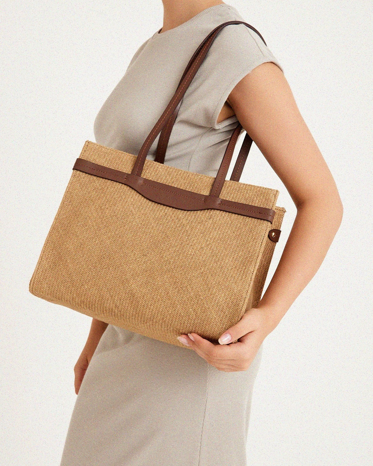 Jute & Leather Medium Tote