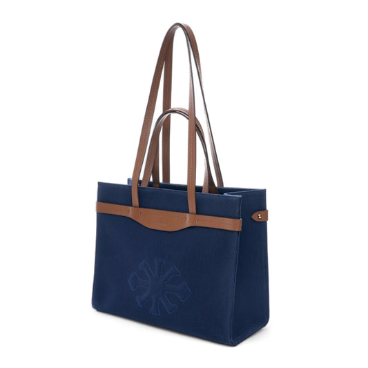Canvas & Leather Medium Tote Navy