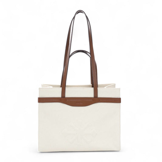 Canvas & Leather Medium Tote White