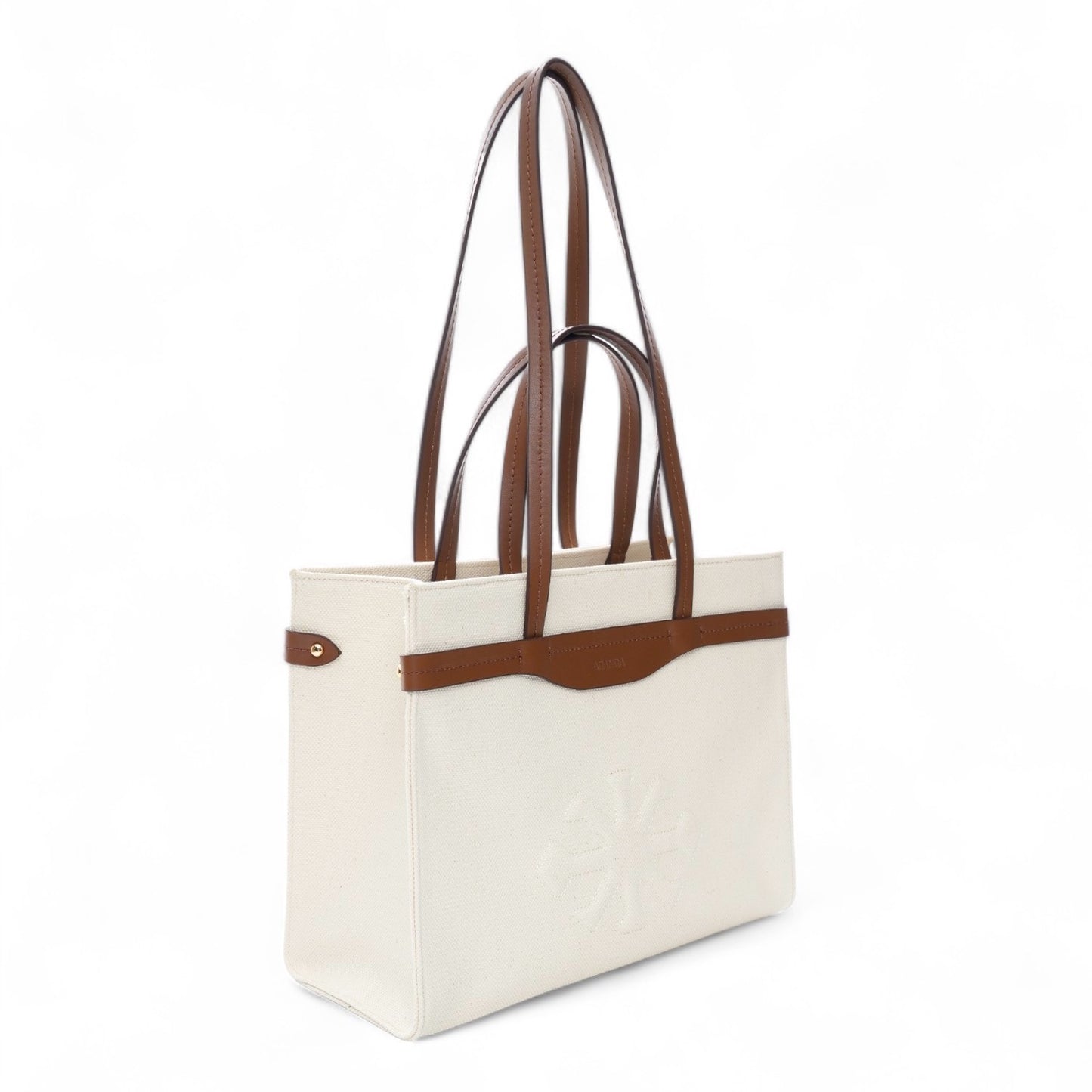 Canvas & Leather Medium Tote White
