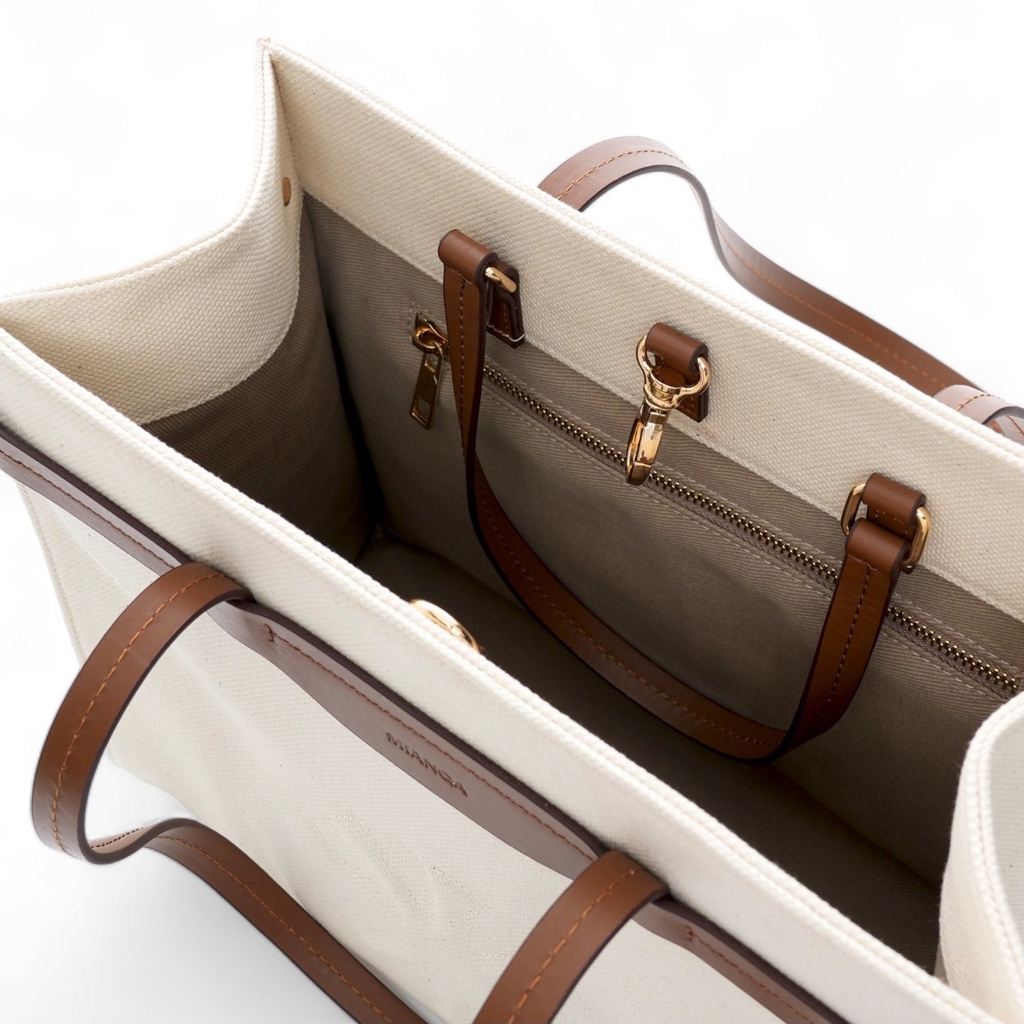 Canvas & Leather Medium Tote White