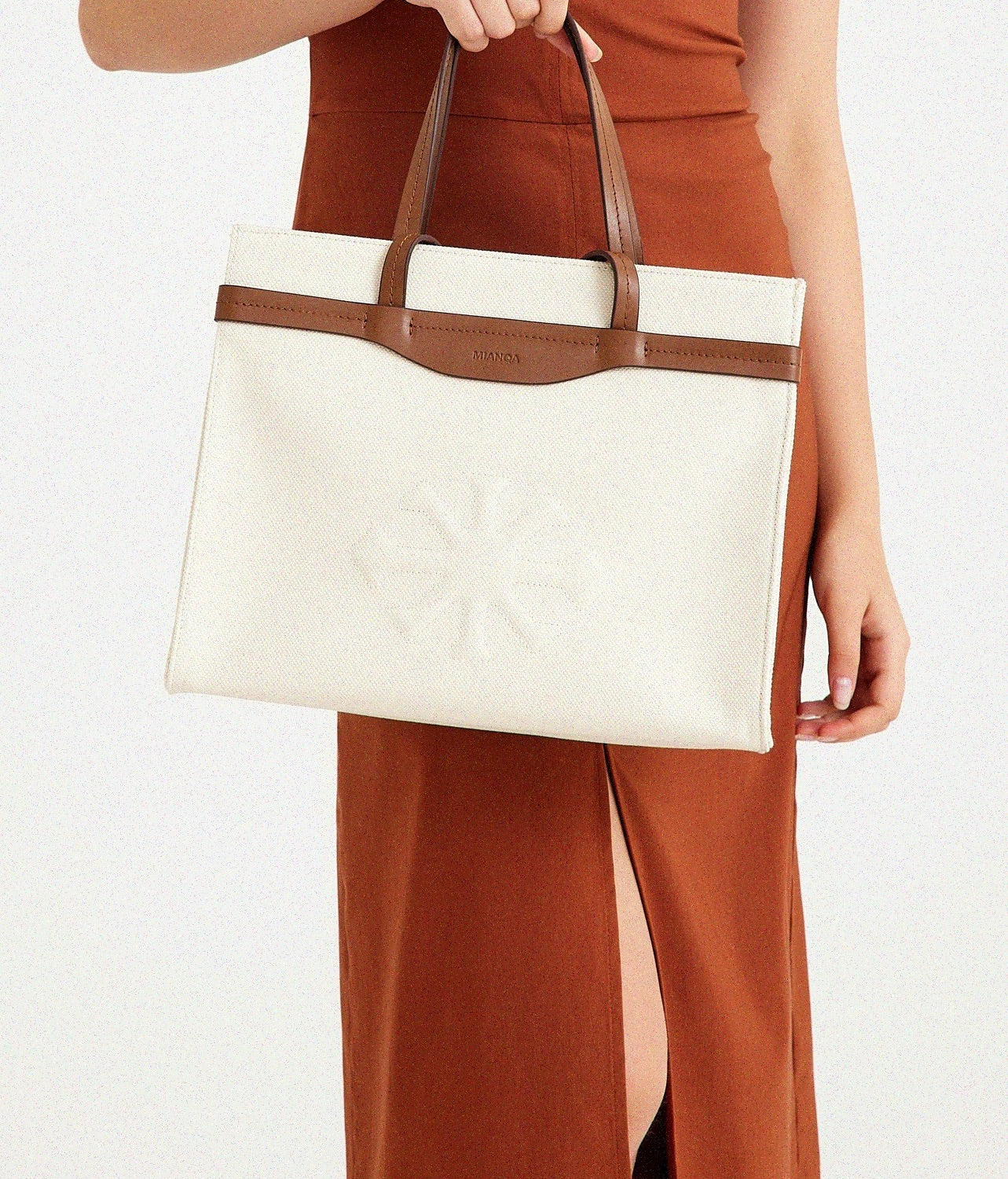 Canvas & Leather Medium Tote White