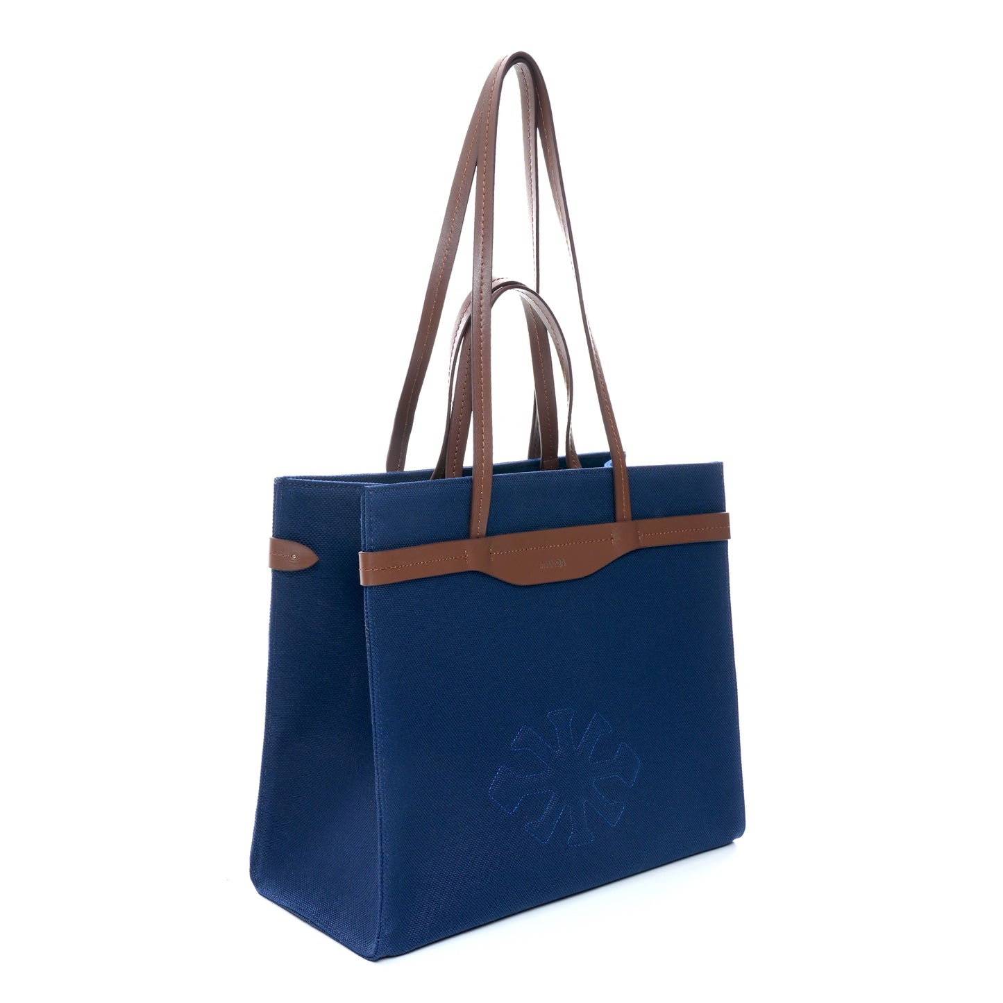 Canvas & Leather Large Tote Navy