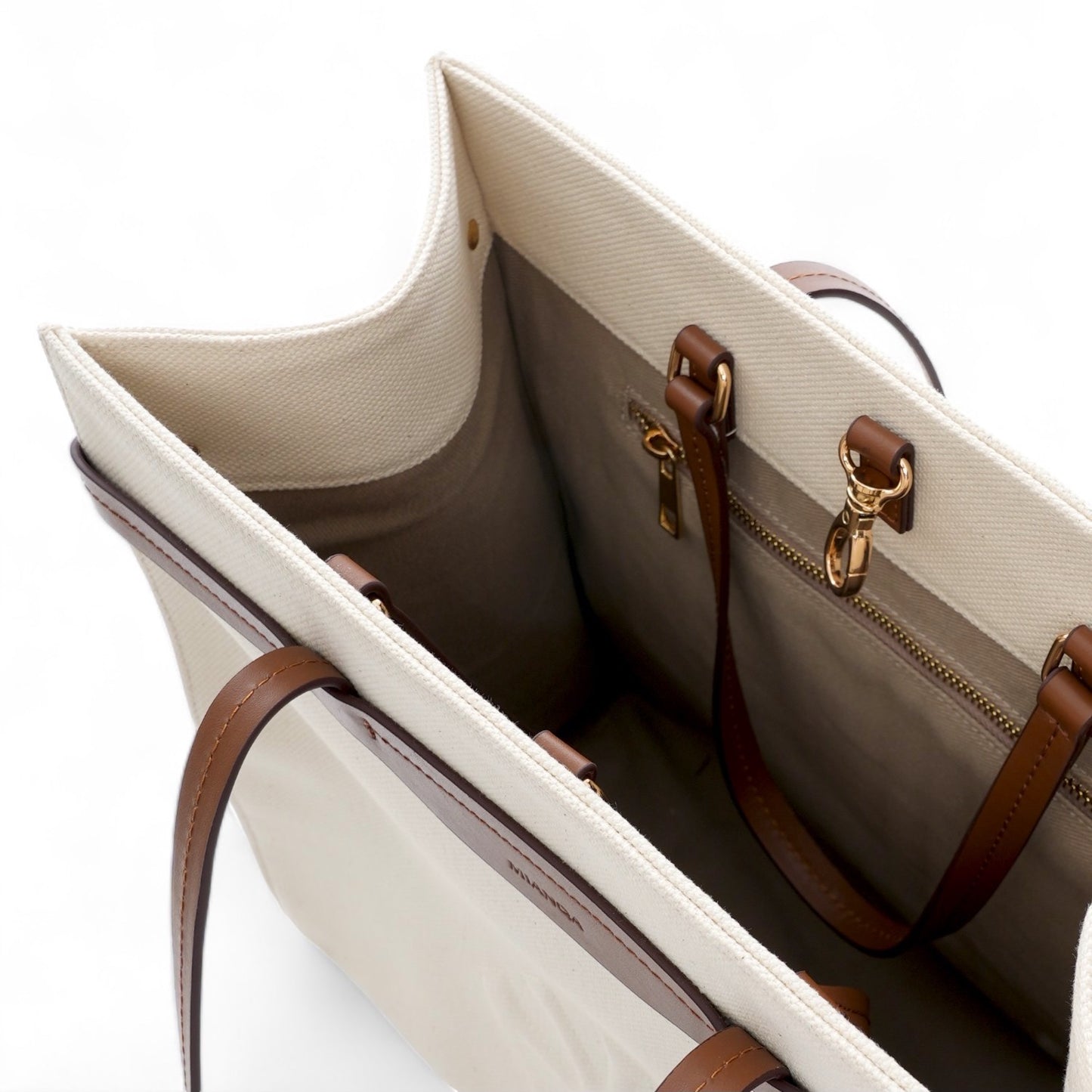 Canvas & Leather Large Tote White