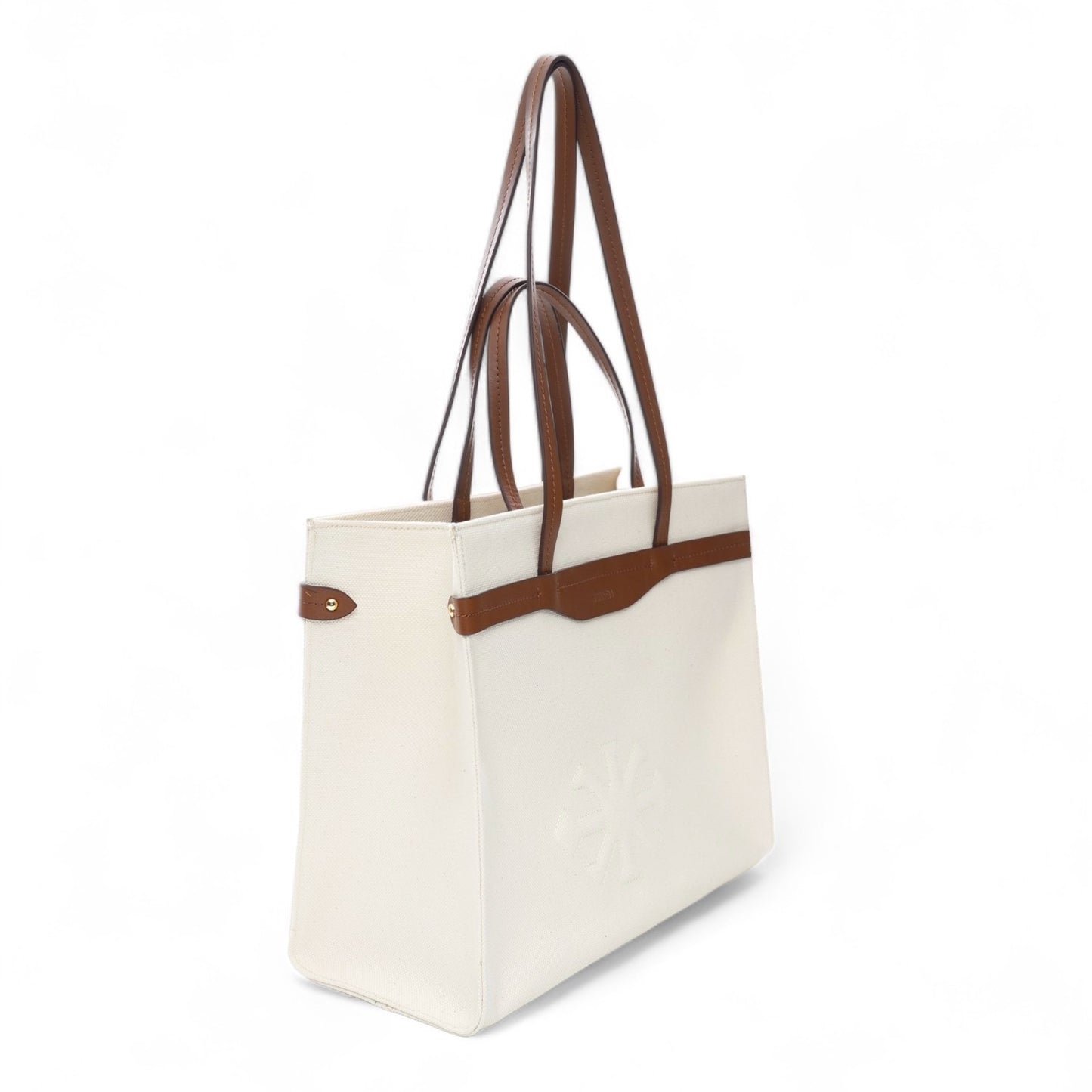 Canvas & Leather Large Tote White