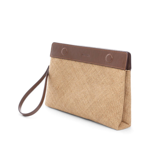 Canvas & Leather Clutch Jute